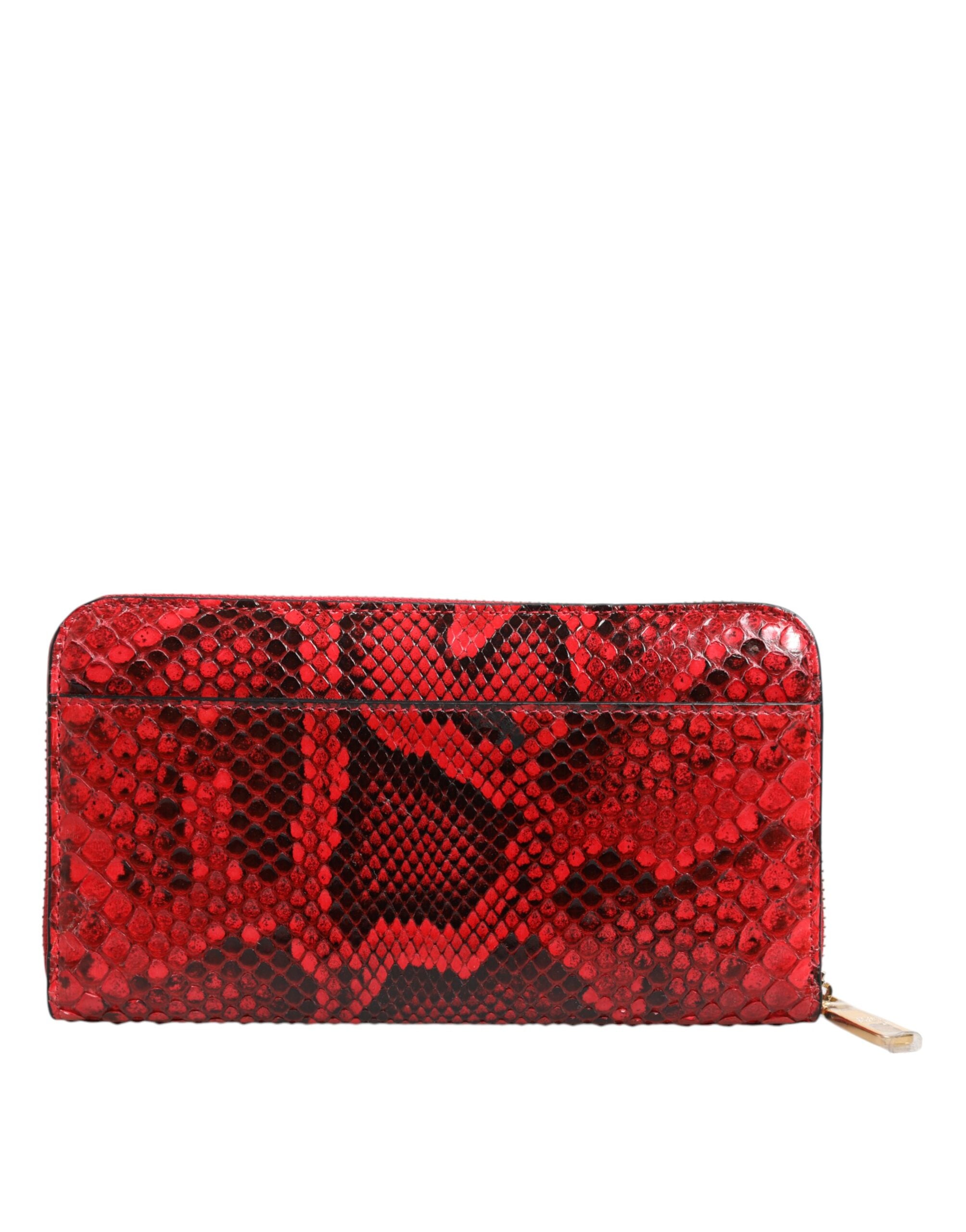 Dolce & Gabbana Red Exotic Leather Clutch Wallet