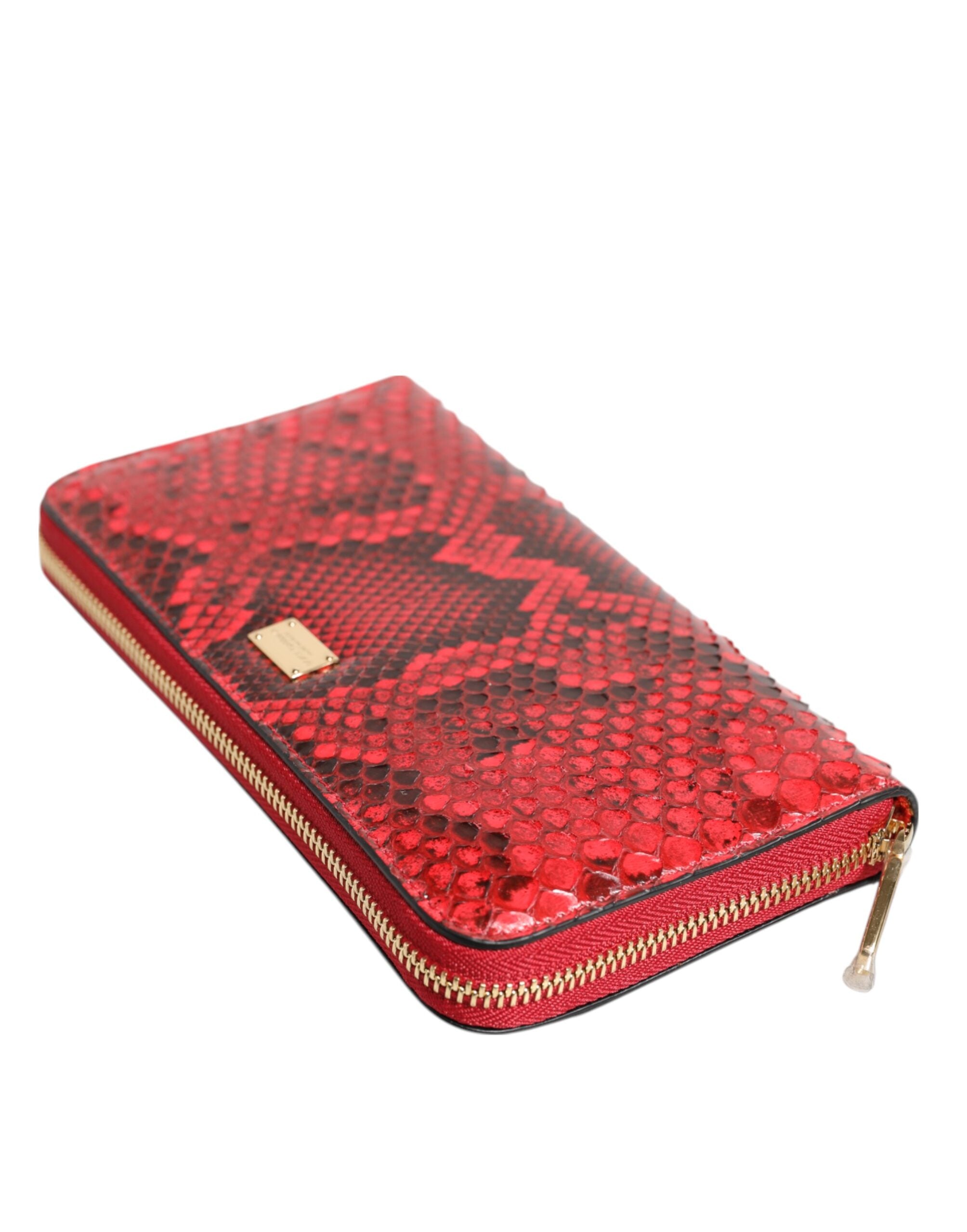 Dolce & Gabbana Red Exotic Leather Clutch Wallet