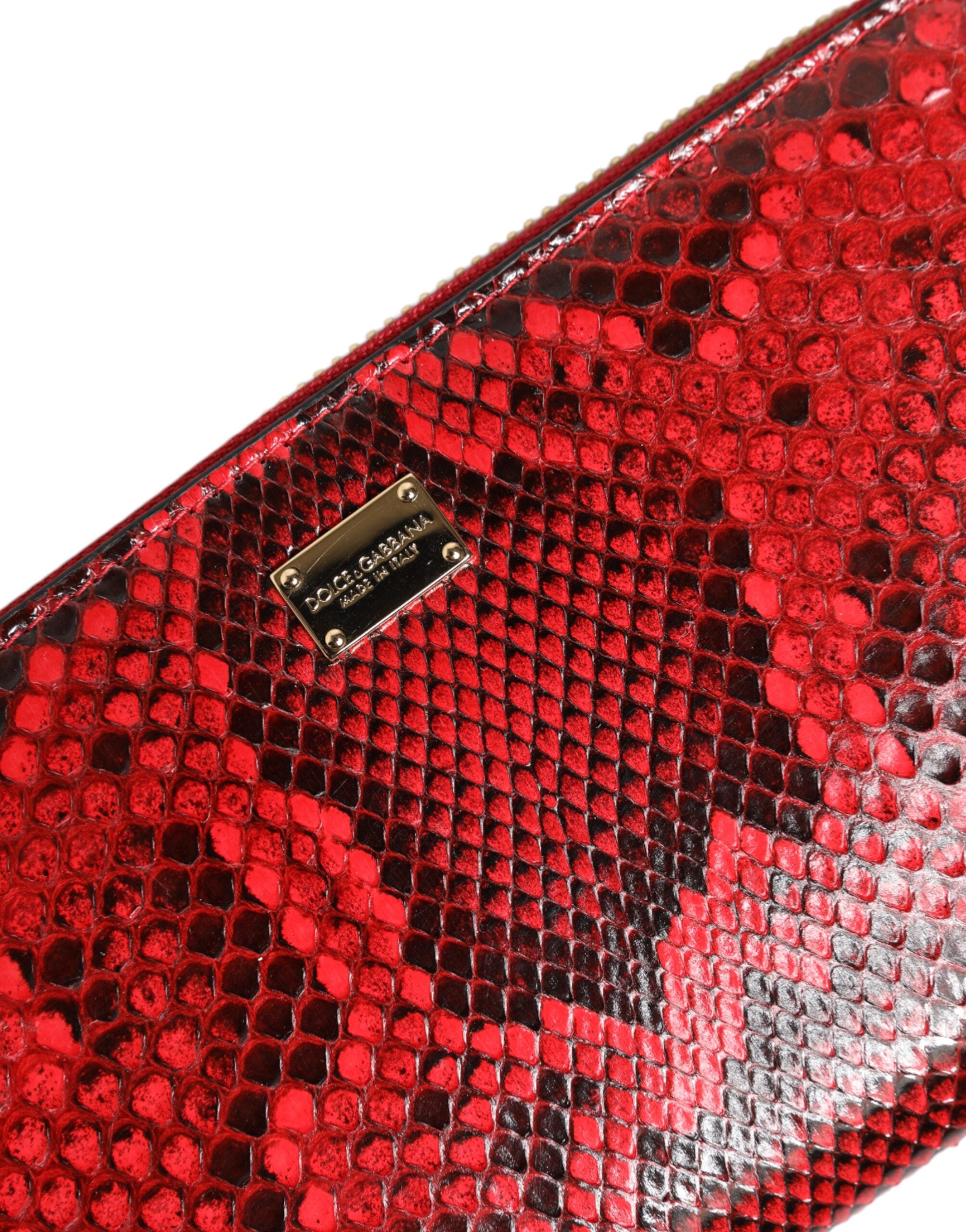 Dolce & Gabbana Red Exotic Leather Clutch Wallet