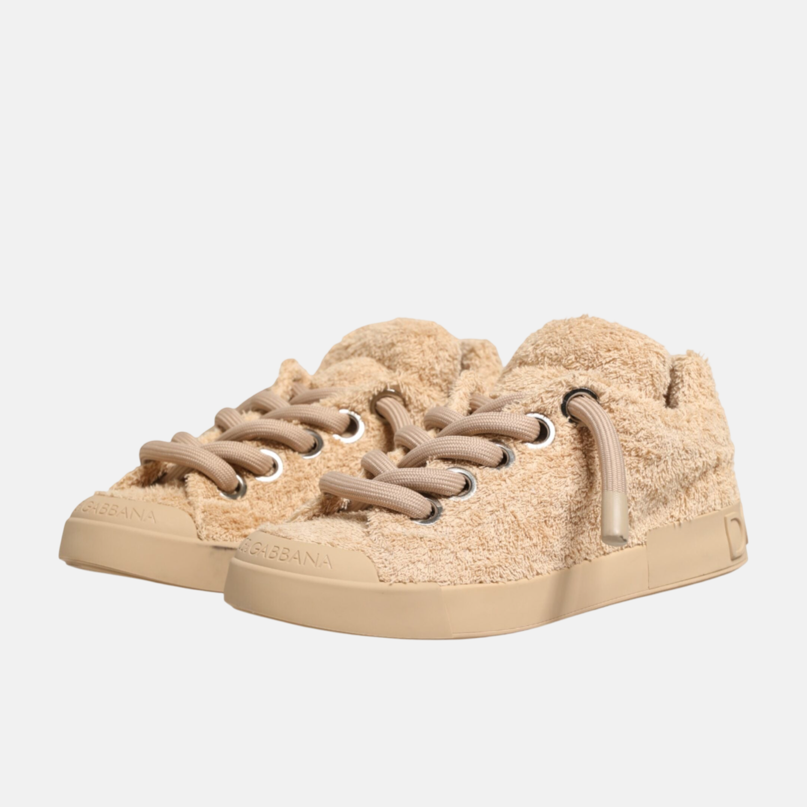 Dolce & Gabbana Faux Shearling Portofino Men Sneakers Medial View