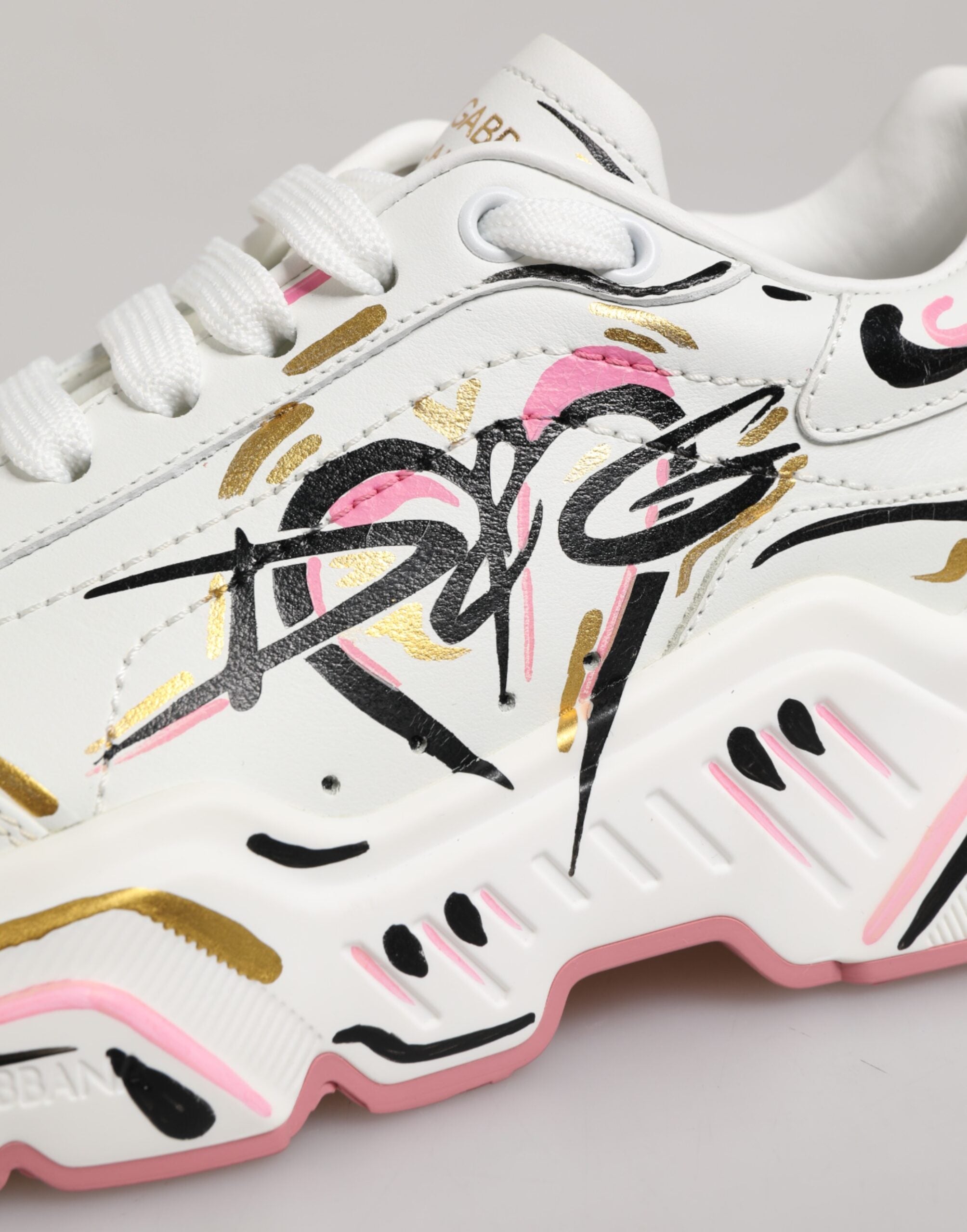 Dolce & Gabbana Daymaster Hand Painted Women Sneakers Close-Up