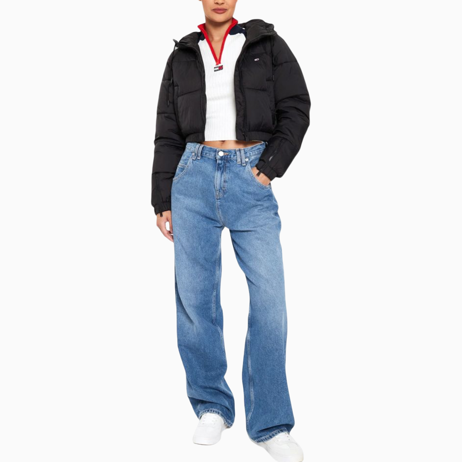 Дамско късо черно яке Tommy Hilfiger Jeans Women Jacket DW0DW18313 Front View
