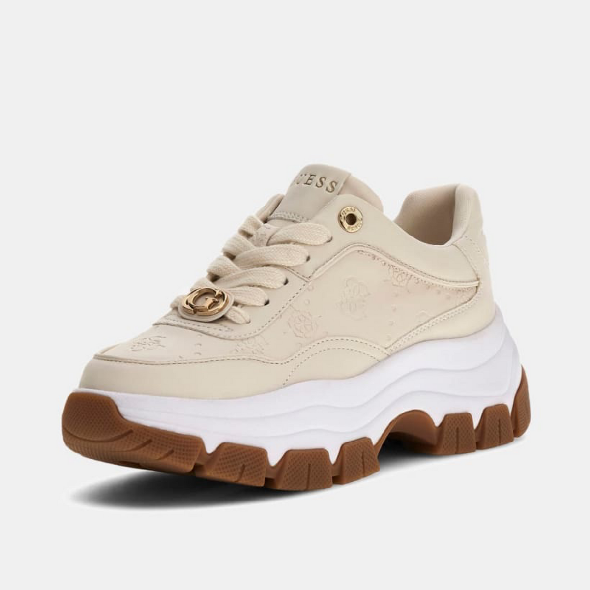 Дамски кецове Guess Berrett 4G Women Sneakers FLFBRT PEL12 CREAM Lateral View