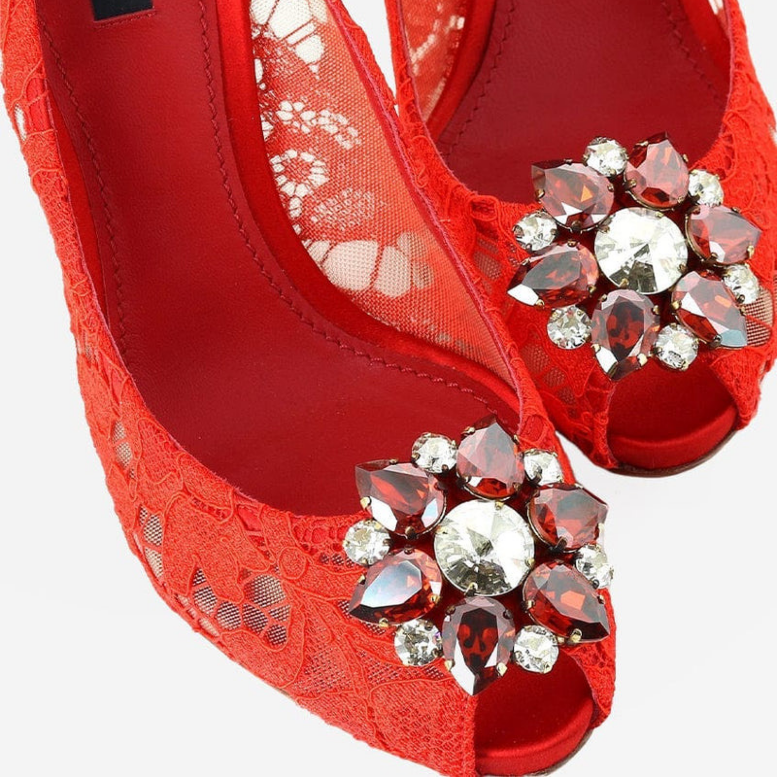 Дамски червени токчета Dolce & Gabbana Bellucci-Spitze 90 Heels Close-Up