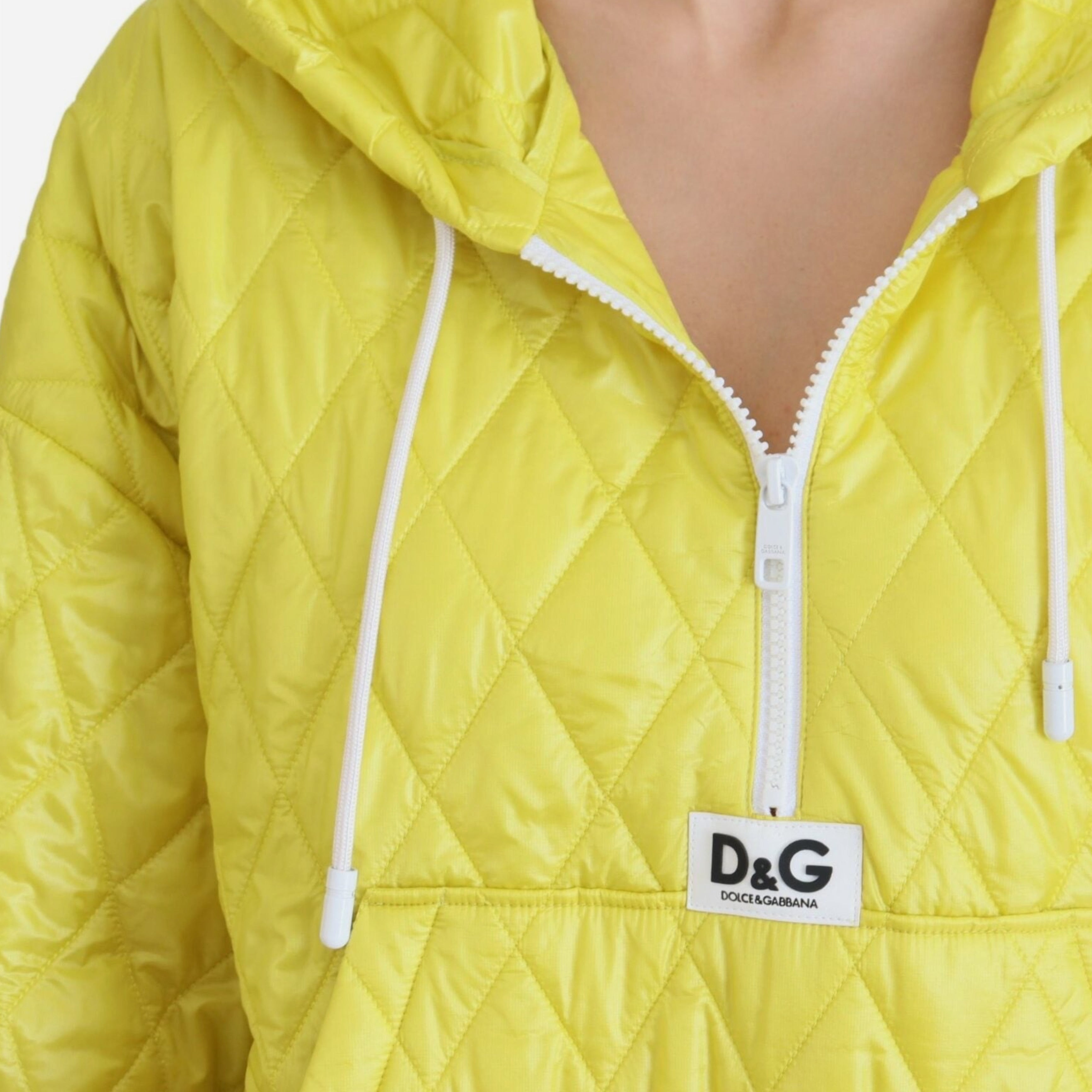 Дамскол луксозно яке тип анорак в жълто с качулка DOLCE & GABBANA Women’s Luxury Yellow Hooded Jacket