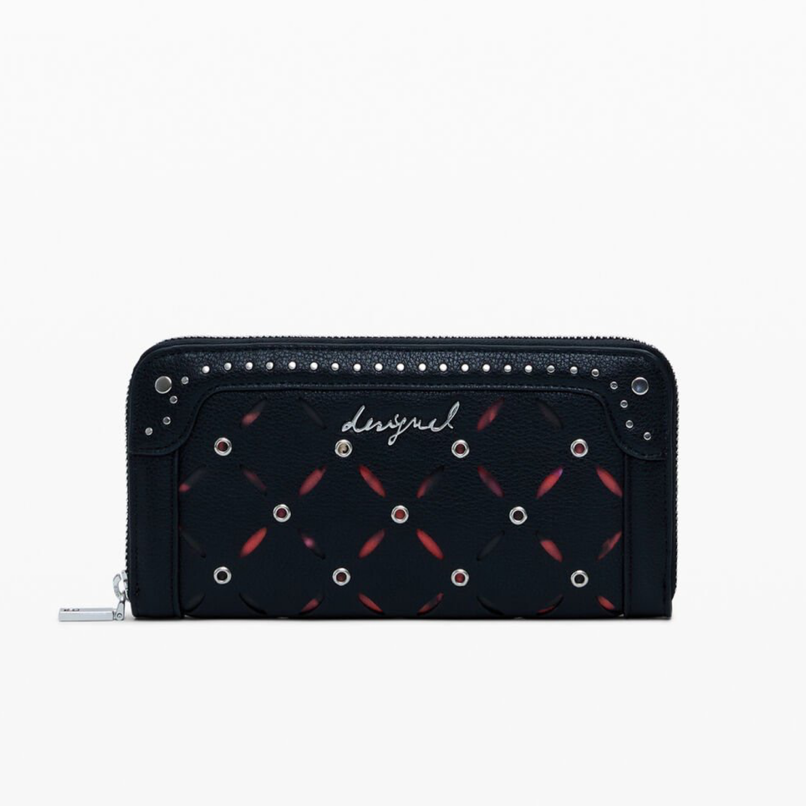 Дамско клъч портмоне Women’s clurch perforated studded wallet Desigual 25WAYP33 2000 Black front view