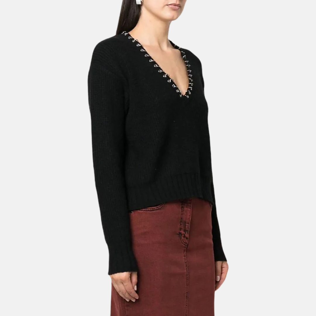 Дамски пуловер с остро деколте Women’s sweater Patrizia Pepe 2K0219K134 NEK103 angled view