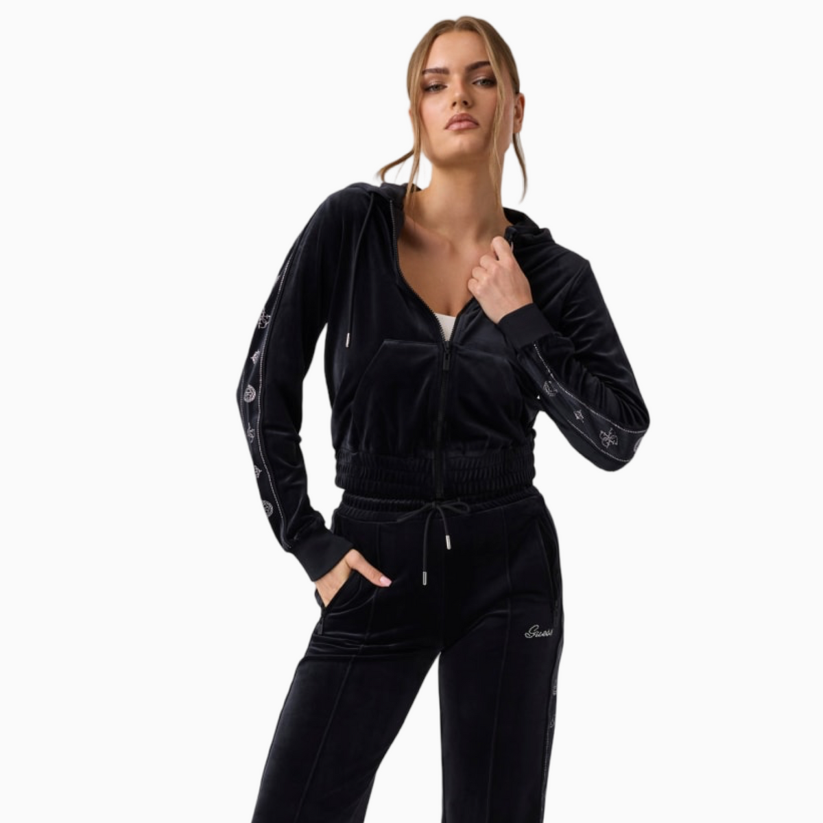 Дамски черен суичър Guess Women Sweatshirt V6BQ07K6301 JBLK Front View