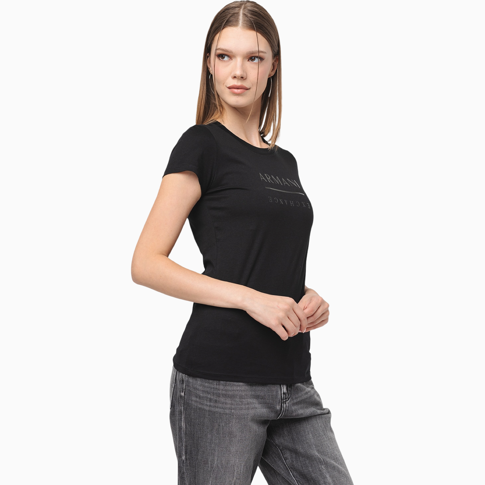 Дамска черна тениска Armani Exchange 6DYT11 YJ16Z 1200 Side