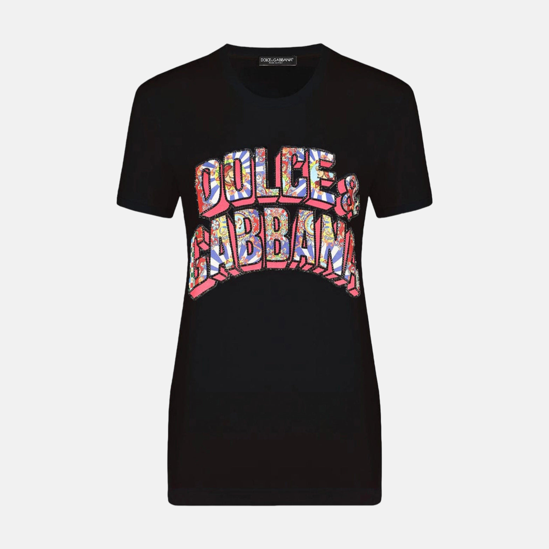 Dolce & Gabbana
Chic Black Crew Neck Logo Tee