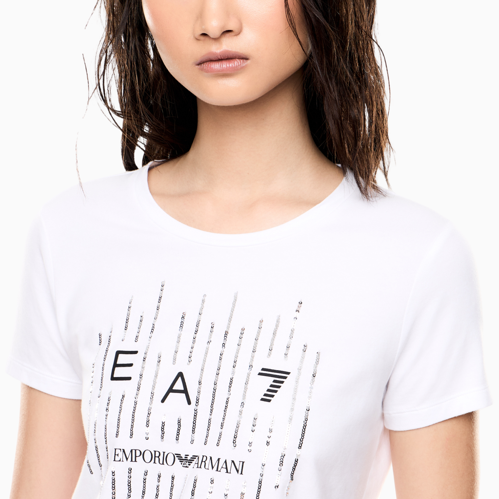 Дамска бяла тениска EA7 Emporio Armani Women T-shirt 7W001097 AF10373 U0002 Close-Up