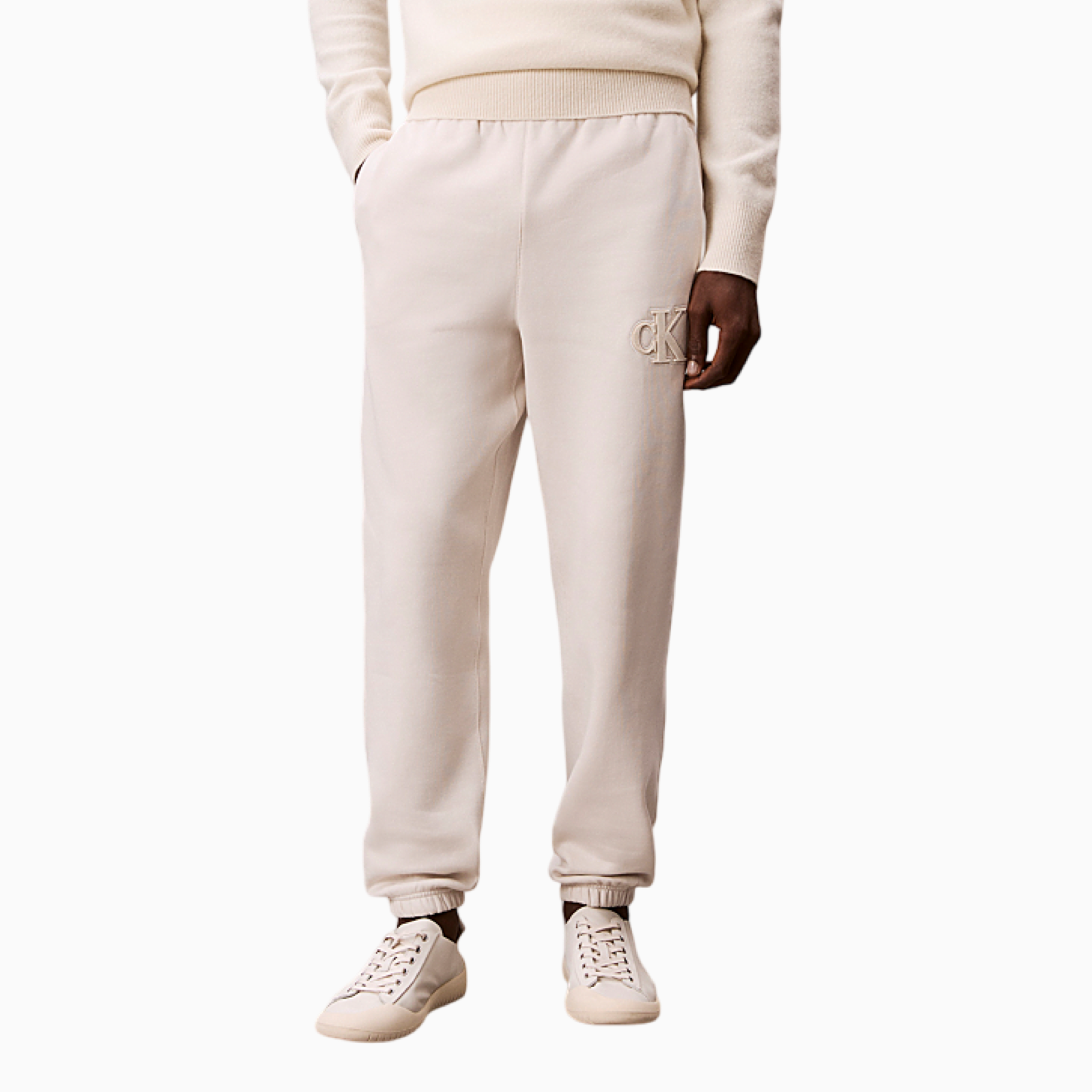 Мъжко бежово спортно долнище Calvin Klein Jeans Men Sweatpants LV04RD252G Front View