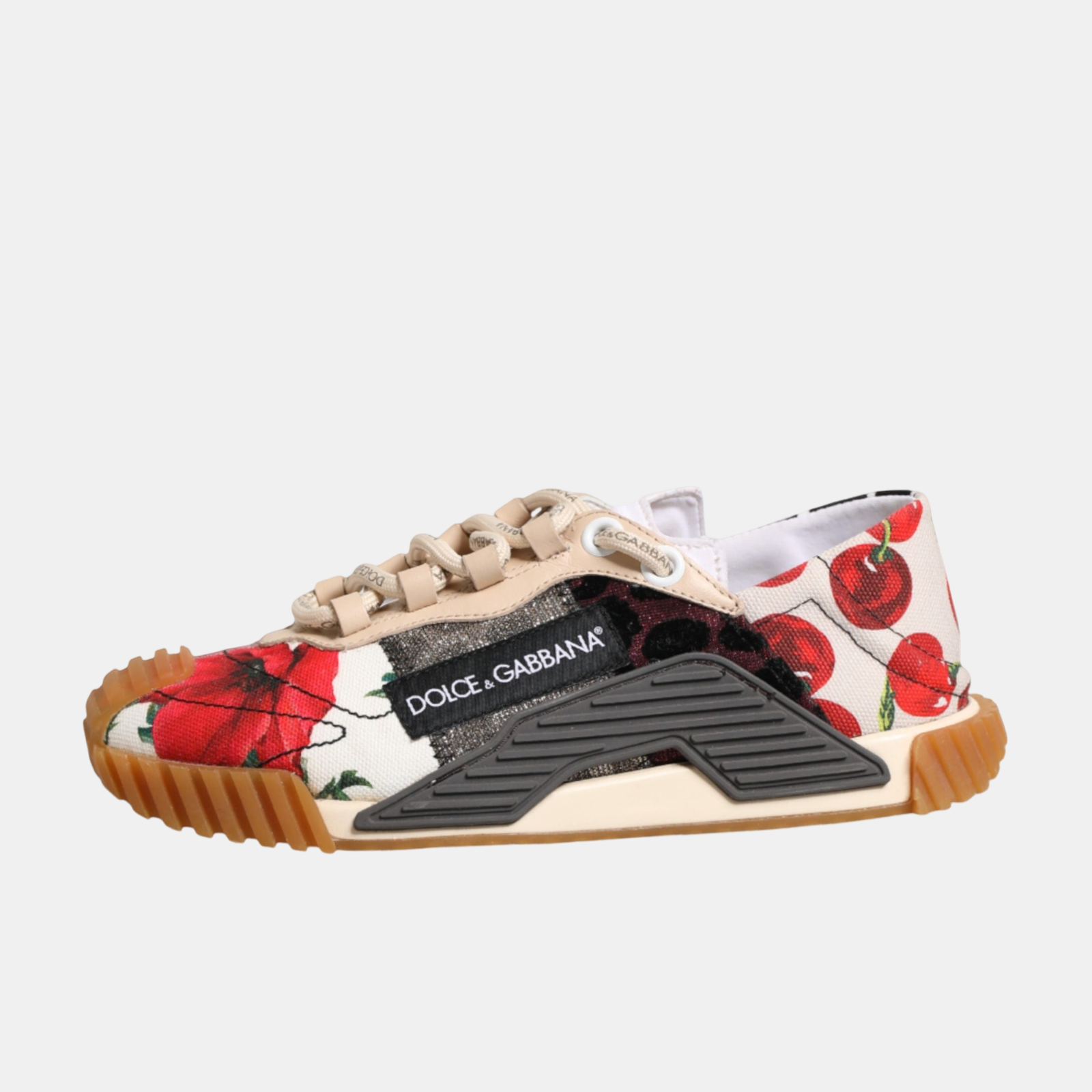 Dolce & Gabbana NS1 Rose & Cherry Floral Women Sneakers CK2234 B9057 8J136 Lateral View