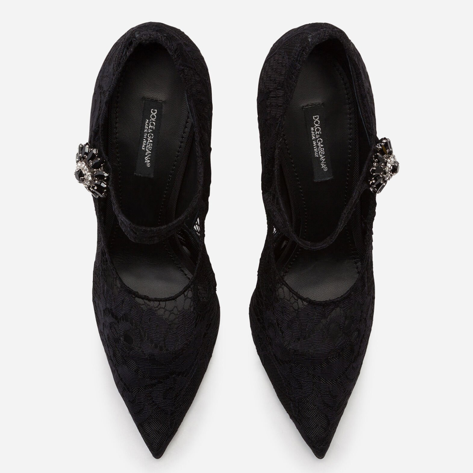 Токчета Dolce & Gabbana Black Lace Crystals Mary Jane Heels