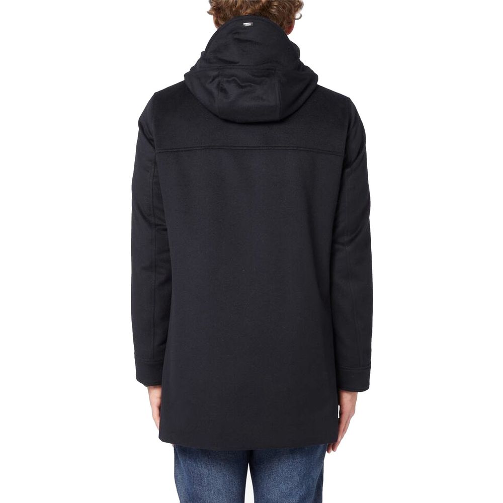 Мъжко палто Men’s cashmere hooded coat HERNO PI001155U12638 9200 Black Back view