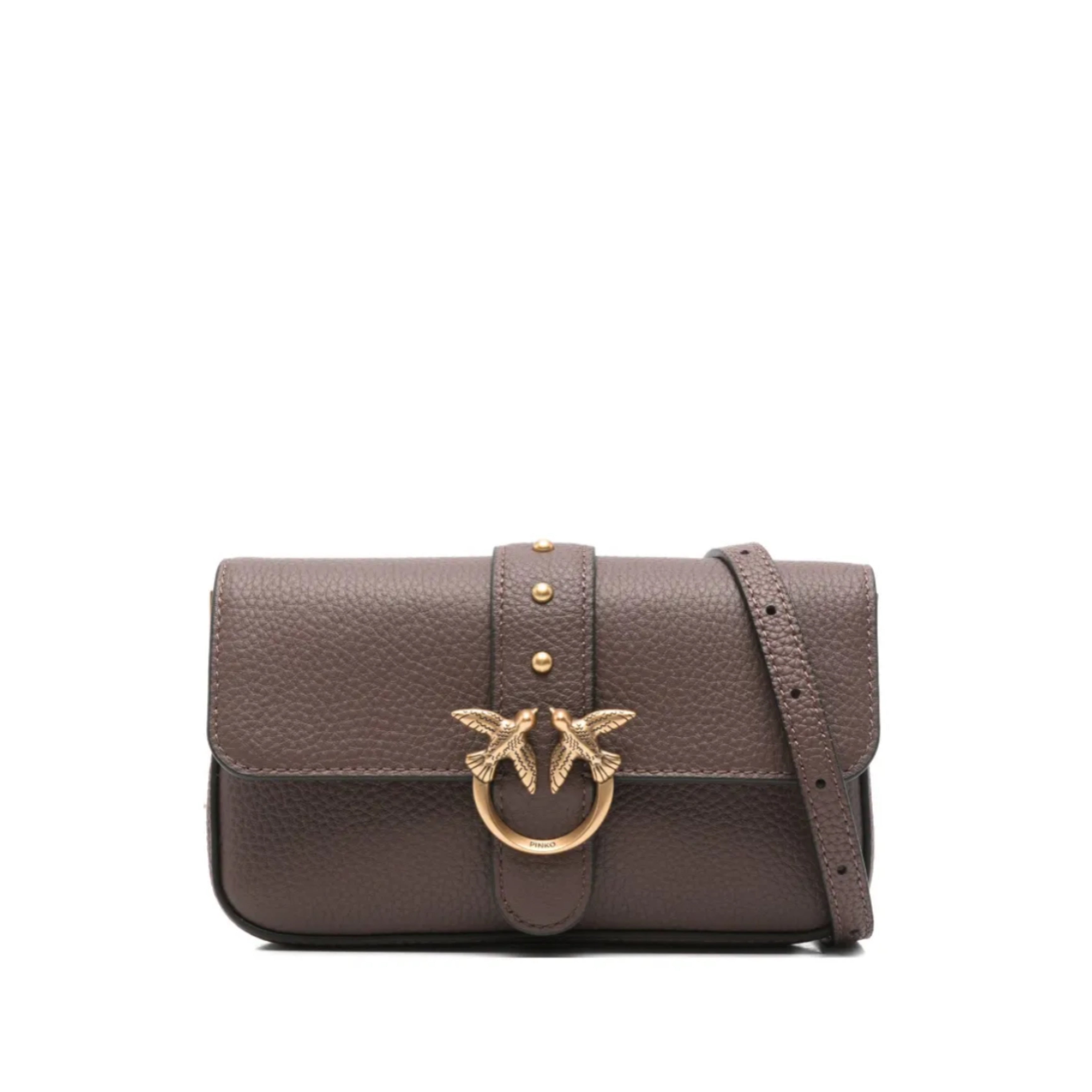 Дамска чанта за рамо от естествена кожа Women’s shoulder bag PINKO LOVE ONE MINI SLOUCHY FL BOTTALATO SOFT 104340A2OXL86Q front view