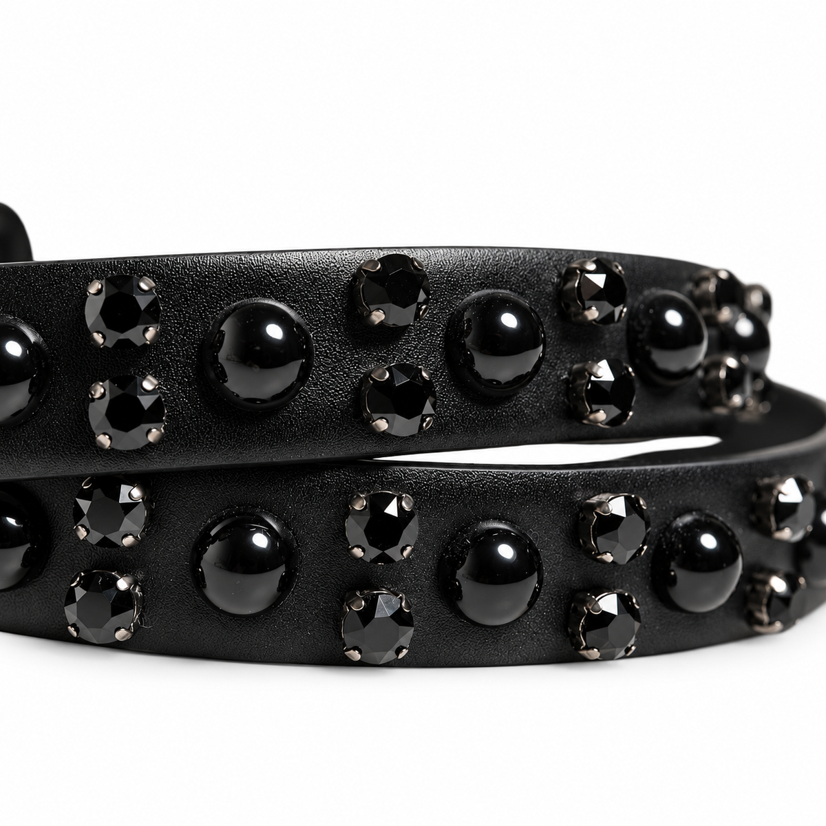 Men's belt Dolce & Gabbana SKU: BC4426 AX738 embellished leather close-up