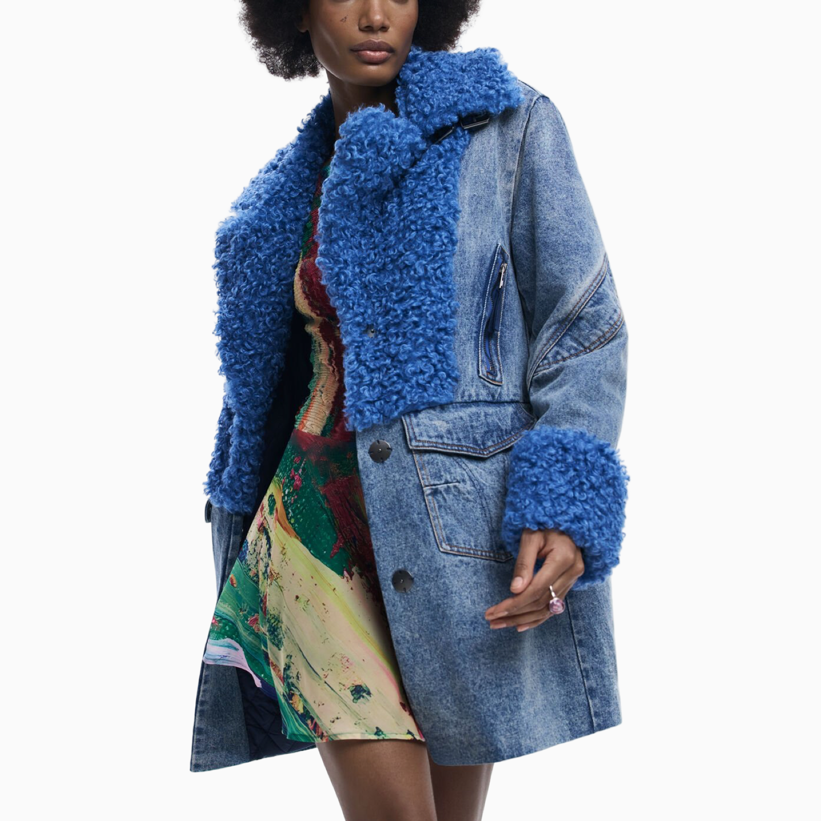 Дамско дънково палто Desigual Women Denim Coat 26SWEWX1 2051 Front View