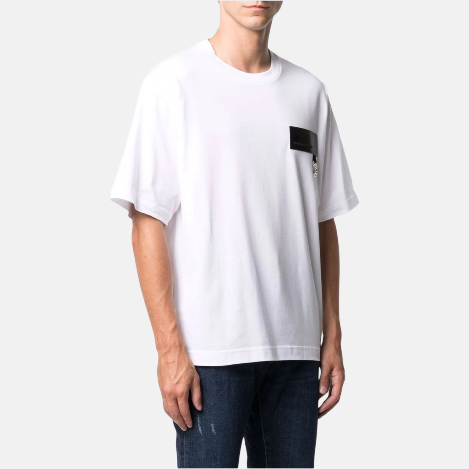 Мъжка бяла тениска Dolce & Gabbana Logo Patch Men T-shirt G8NC5Z G7A2H