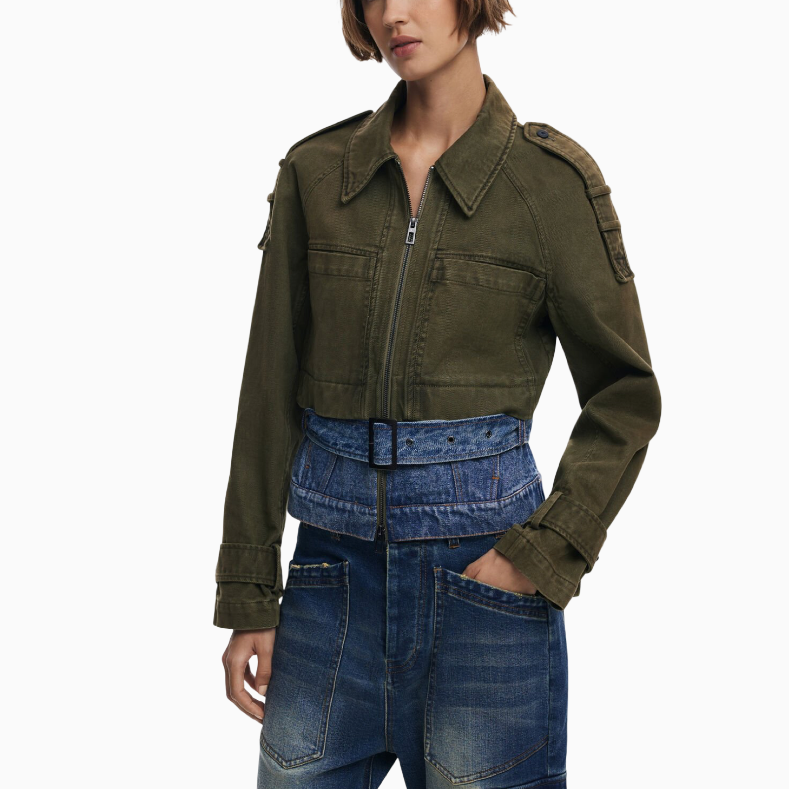 Дамско яке Desigual Combined Short Parka Jacket 25WWEW54 Front View