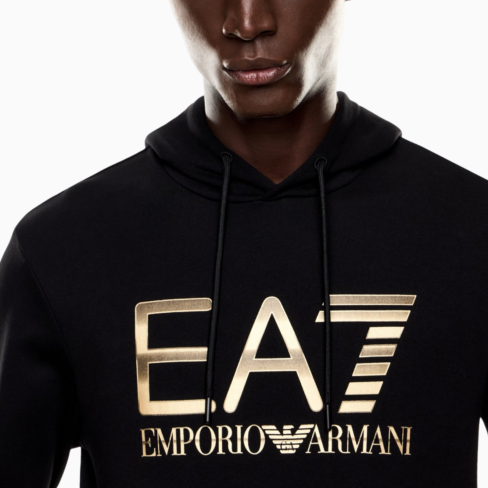Мъжко черно худи EA7 Emporio Armani Men Hooded Sweatshirt 7M001190 AF17787 Close-Up