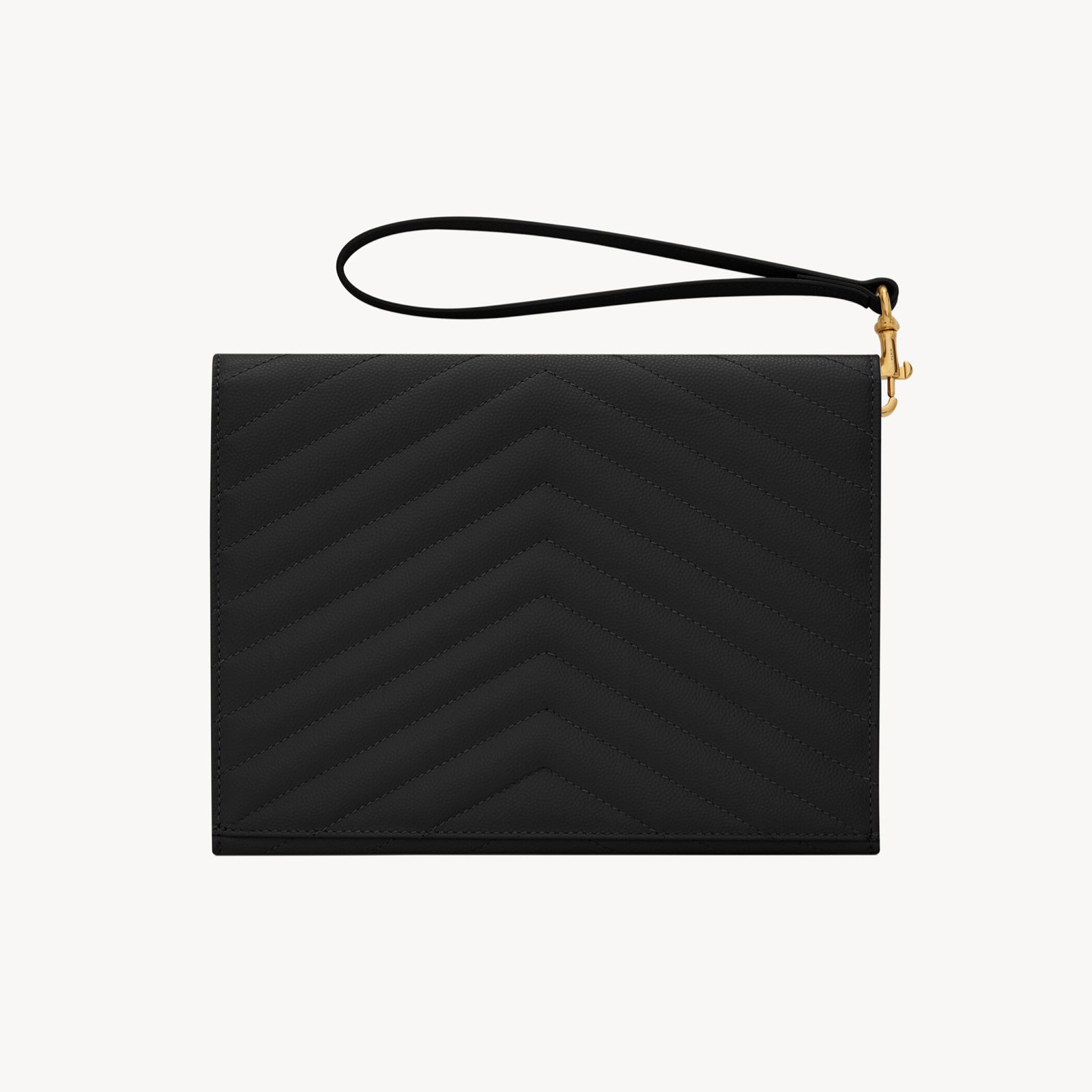 Saint Laurent Cassandre Matelassé In Grain De Poudre Leather Clutch Bag 617662BOW011000 Back View