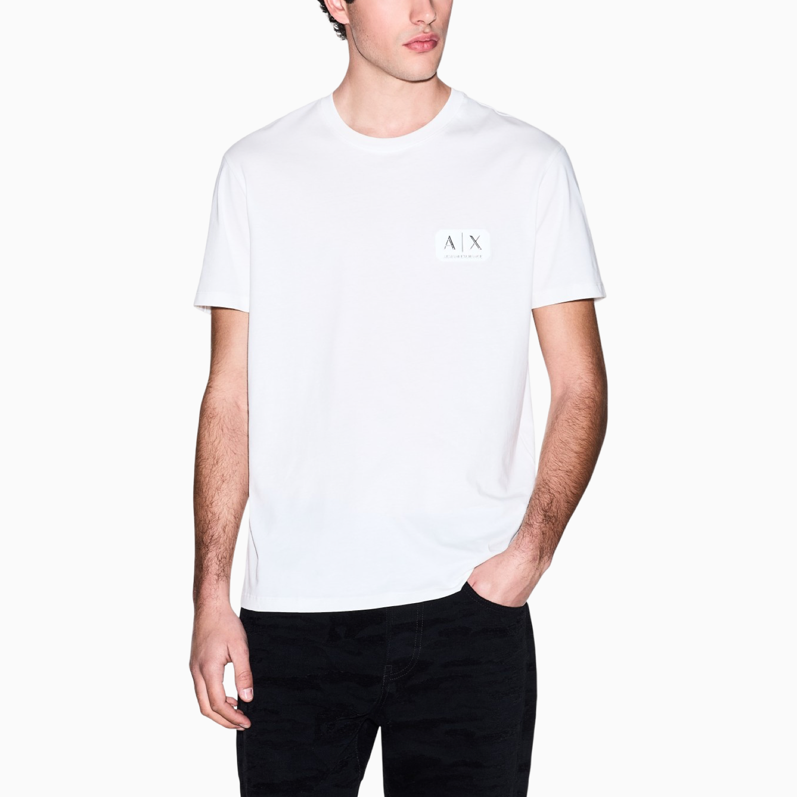 Мъжка бяла тениска Armani Exchange Men T-shirt XM002178 AF12308 U0009 Front View