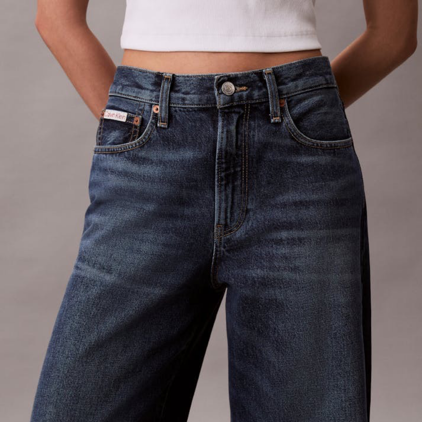 Дамски дънки Calvin Klein Jeans Women Wide Leg Jeans LV147B933G Close-Up