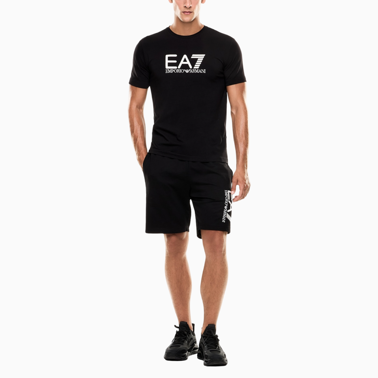 Мъжка черна тениска EA7 Emporio Armani Men T-shirt 7M000899 AF10373 Front View
