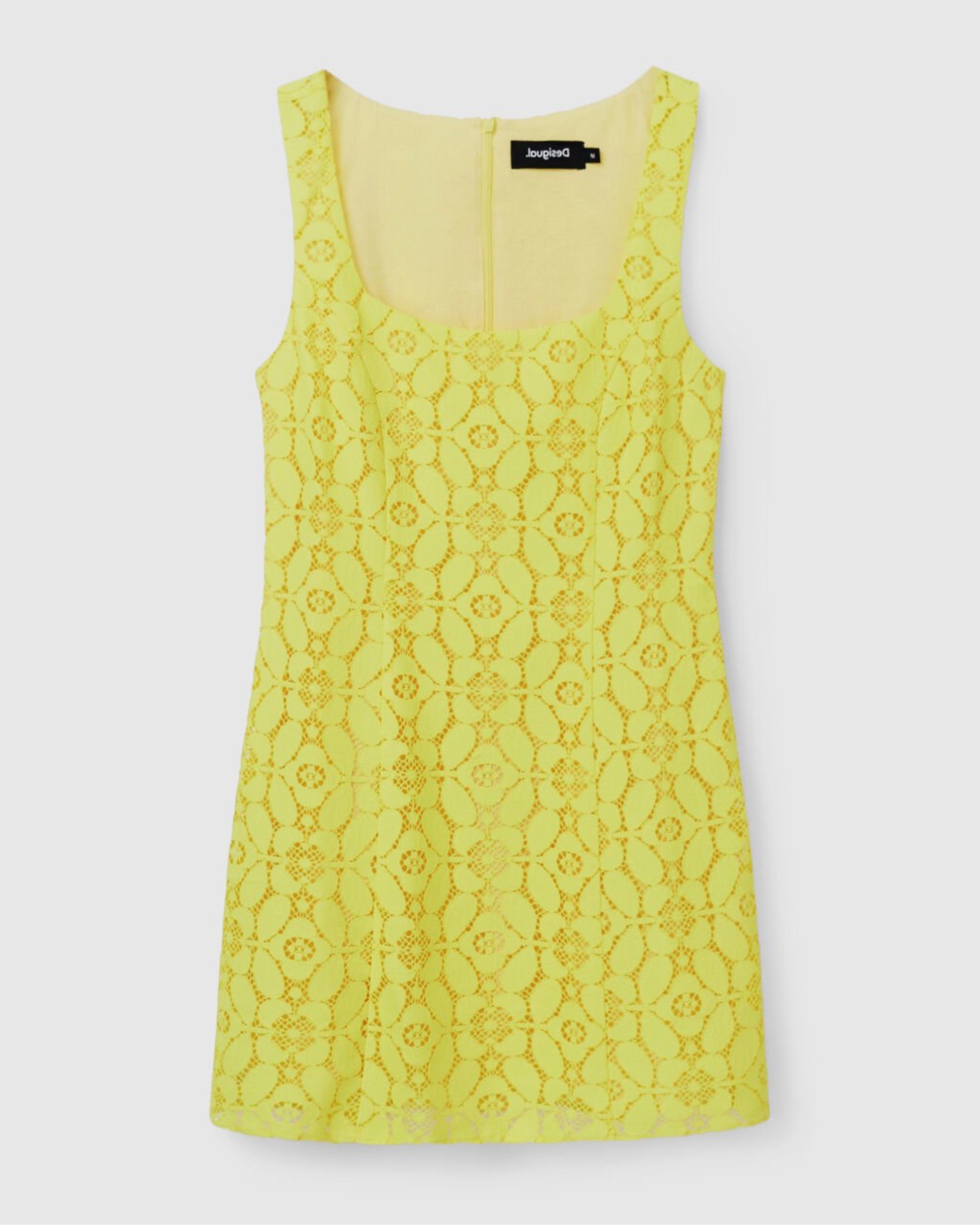 Дамска къса рокля в жълто Women’s short lace dress Desigual 23SWVW02 8035L Yellow