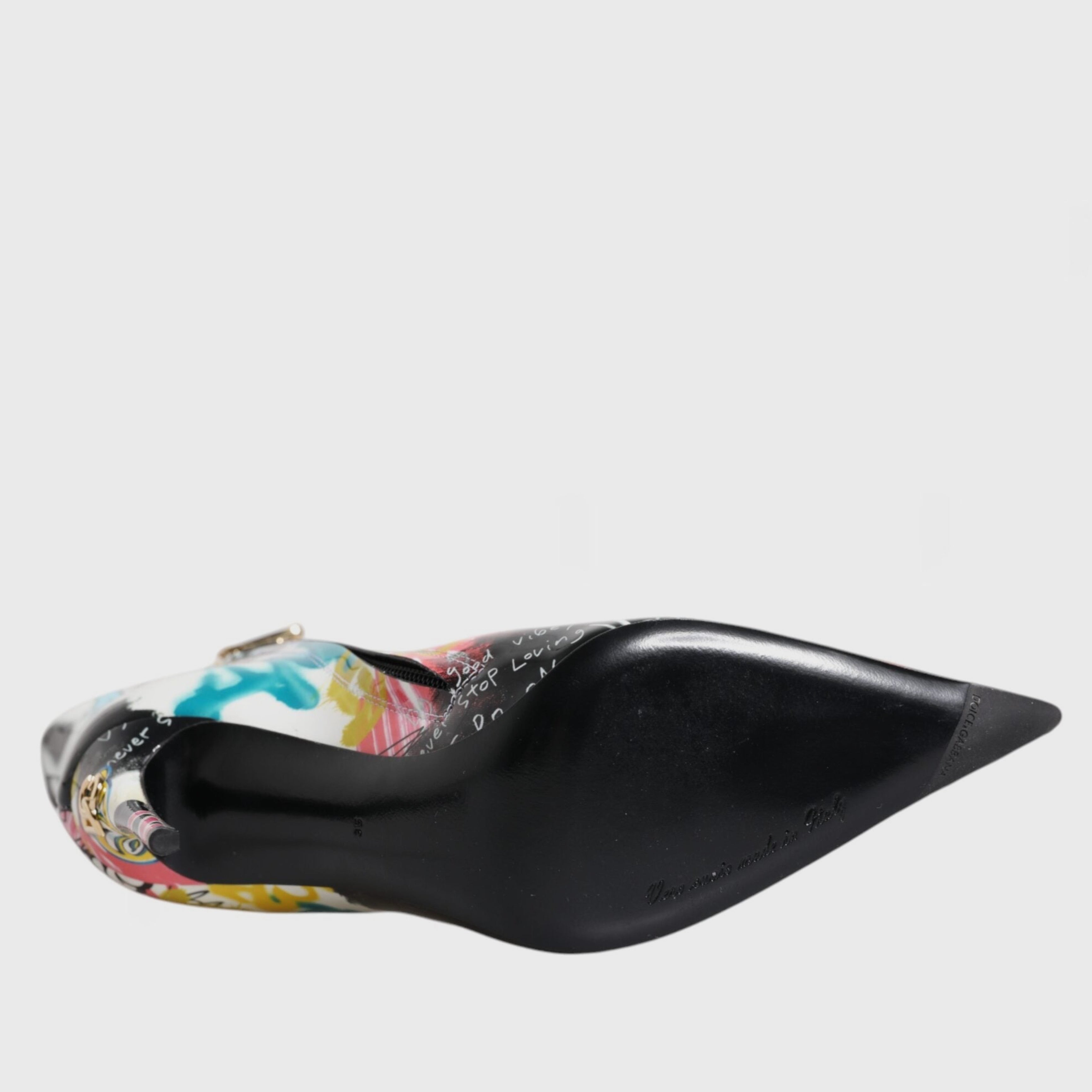 Дамски боти на висок ток с изрисувани графити DOLCE & GABBANA Women’s Multicolor Graffiti Keira Ankle Boots