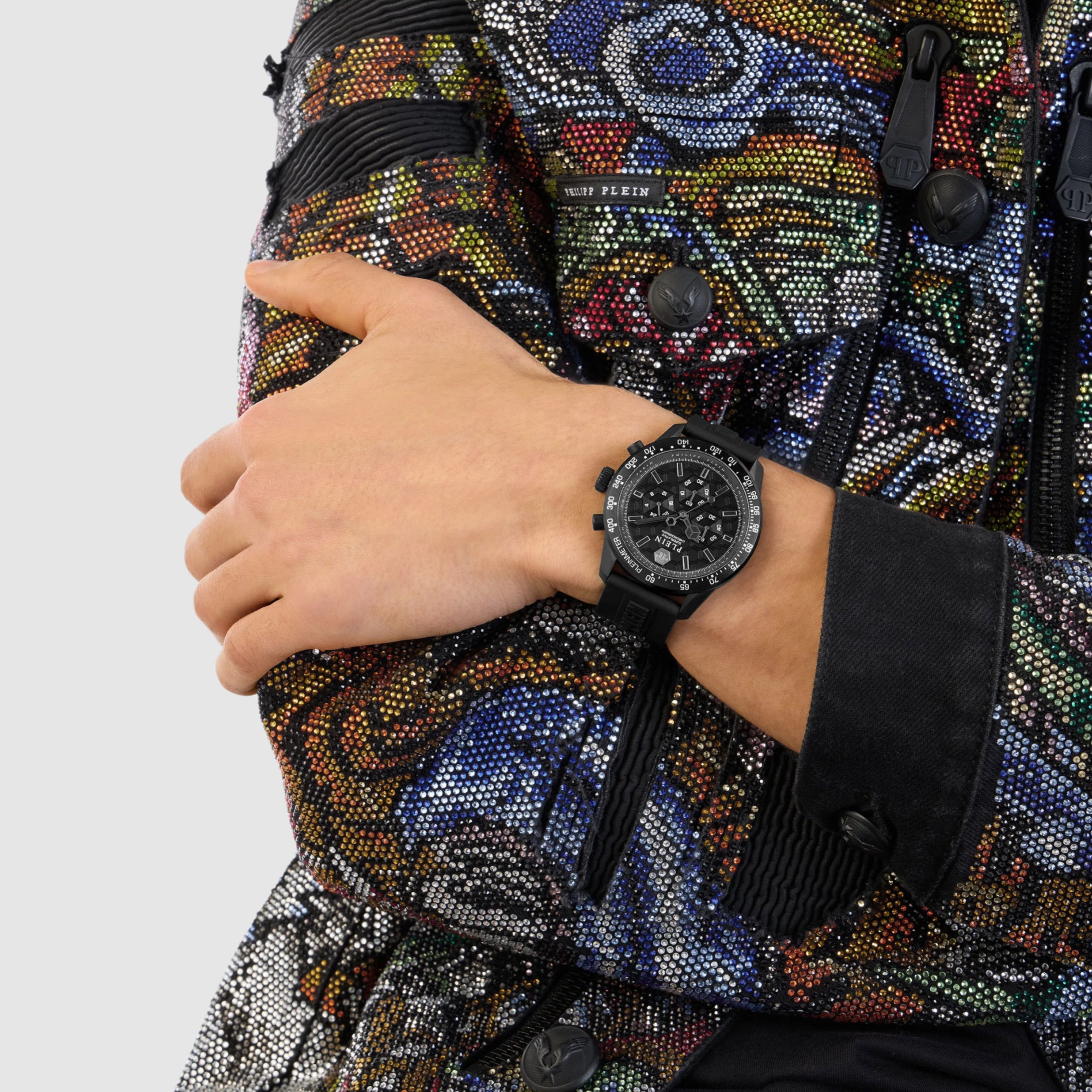 Men’s black watch Philipp Plein Мъжки черен часовник PWPYA0324 Front view