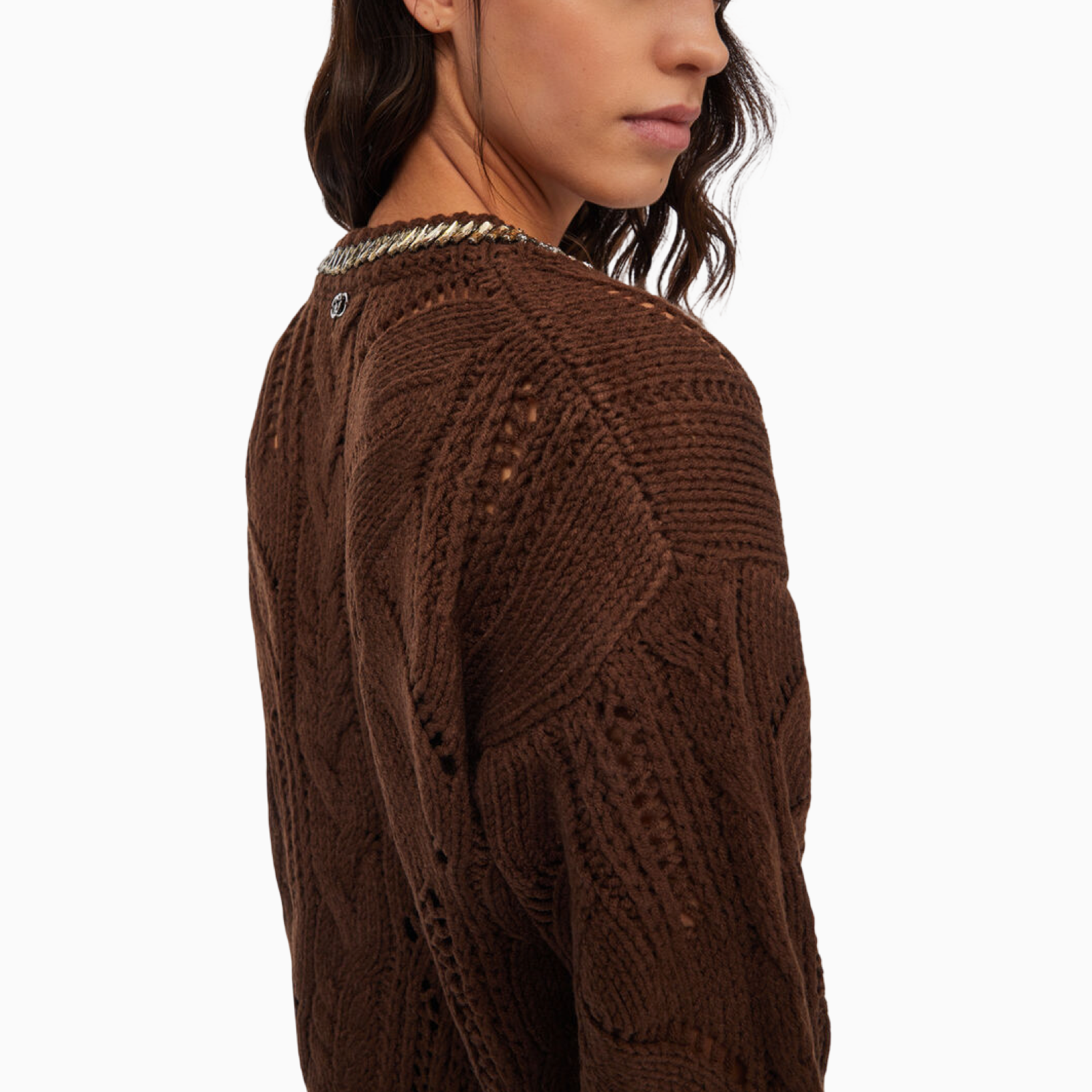 Дамски кафяв пуловер Liu Jo Sweater MF5452 MA37R Side View