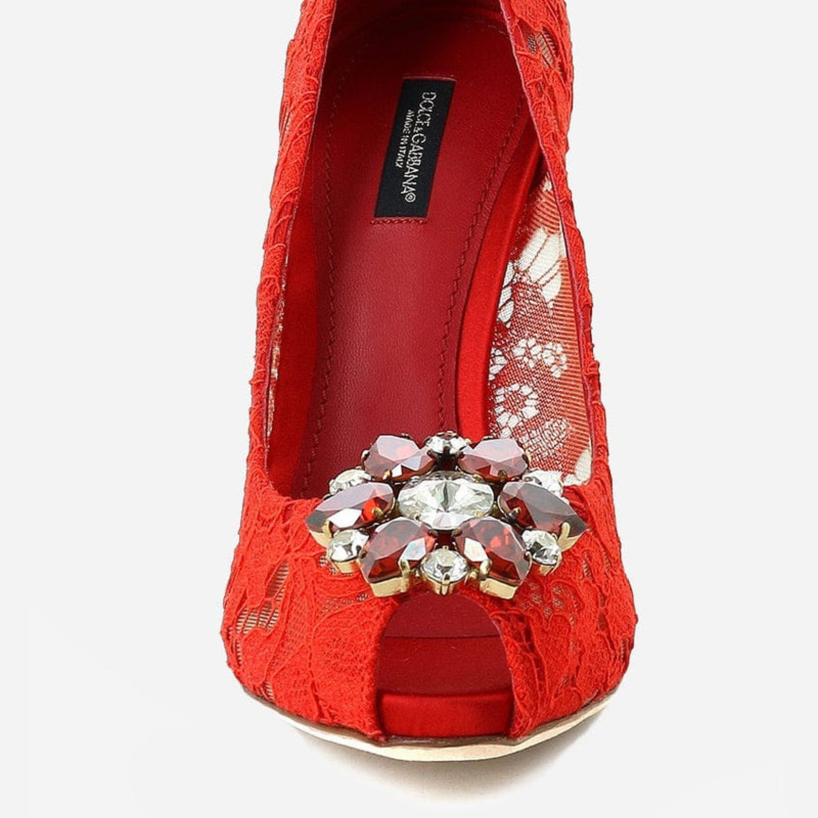 Дамски червени токчета Dolce & Gabbana Bellucci-Spitze 90 Heels Close-Up