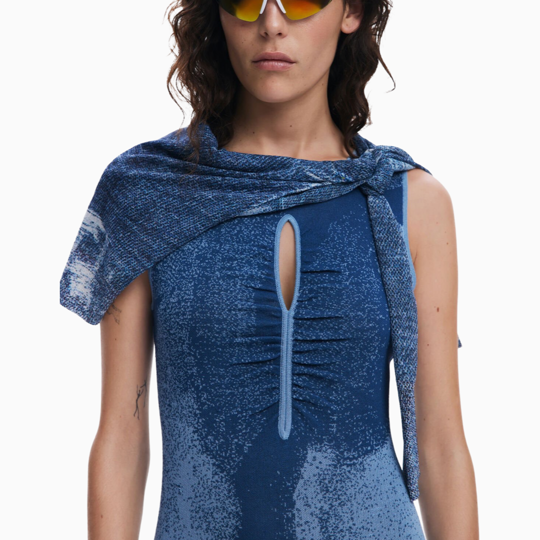 Дамска синя рокля Desigual 25SWVF10