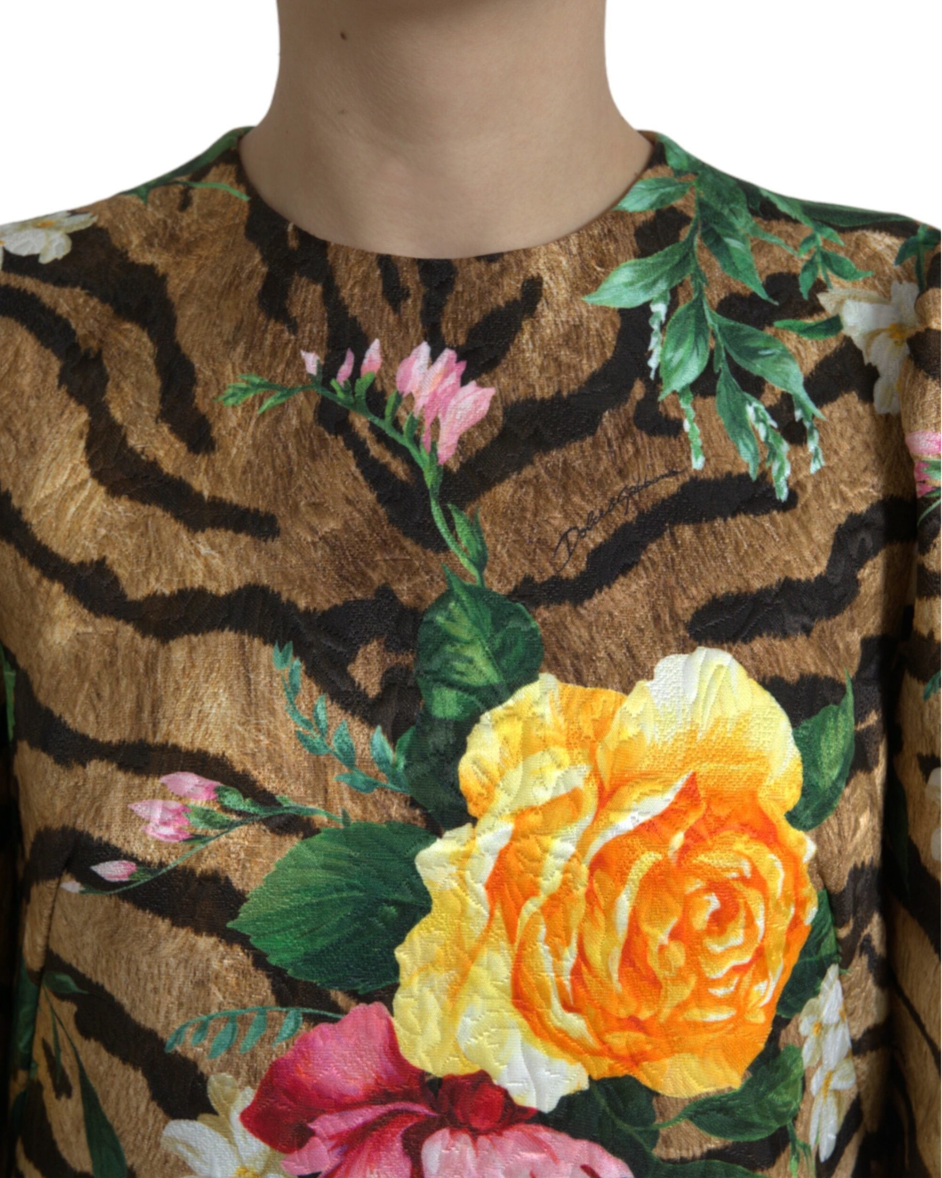 Dolce & Gabbana Animal & Floral Print Mini Shift Dress