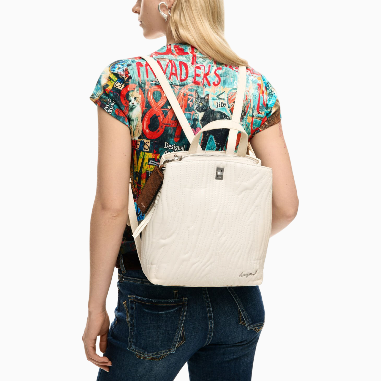 Дамска бяла раница Desigual Women Rucksack 26SAKP41 1008 Model View