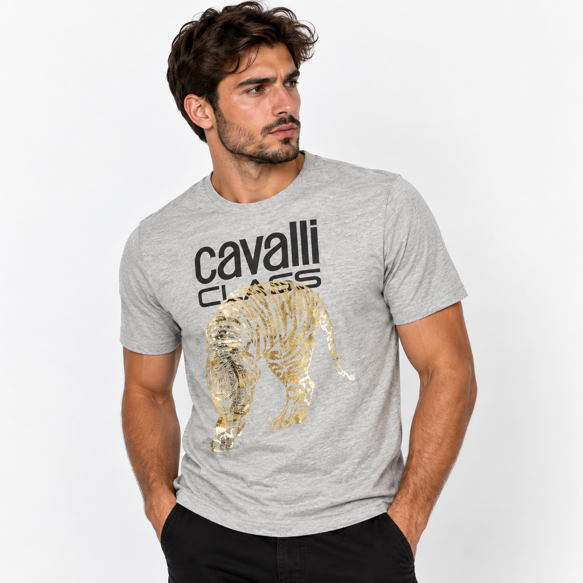 Мъжка тениска Cavalli Class Men T-shirt QXT061IJD060 Front View