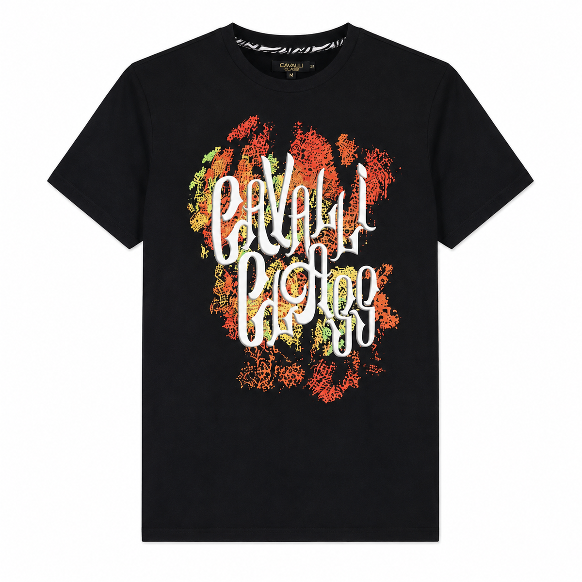 Мъжка черна тениска Cavalli Class Men T-shirt QXT61M JD060 05051 Front View