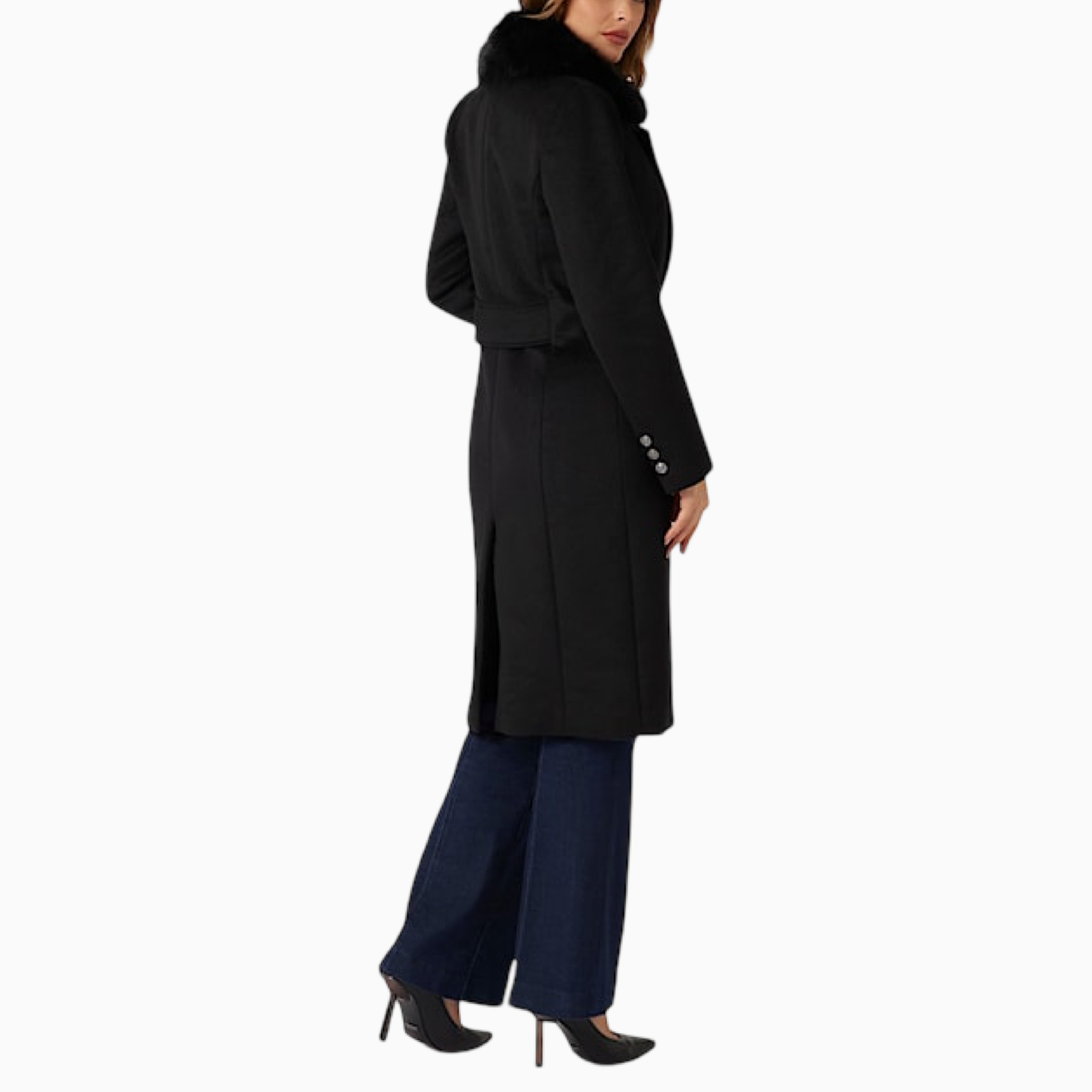 Дамско черно палто Guess Women Coat W5BL19 W2642 Back View