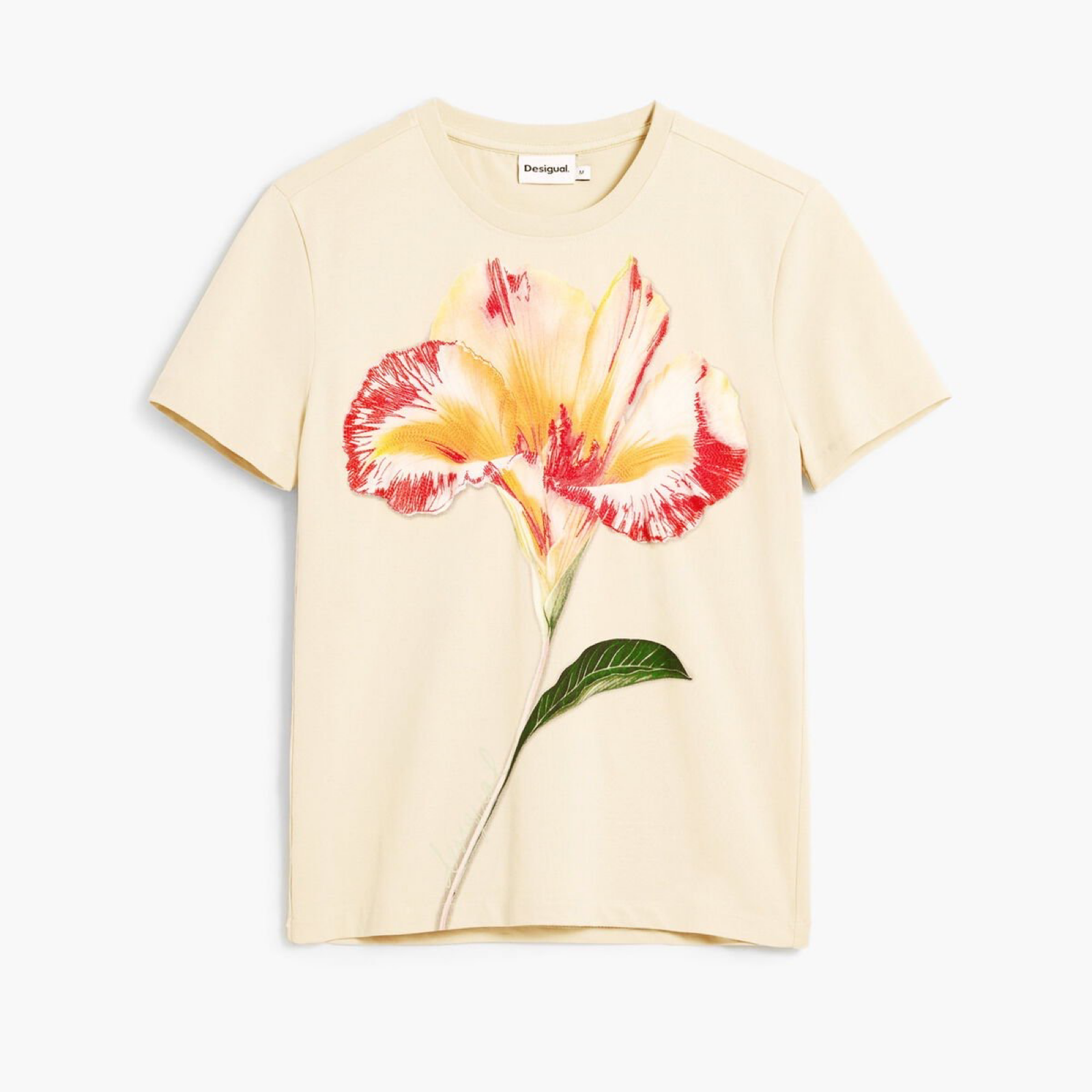 Дамска бежова тениска Desigual Women T-shirt 26SWTK03 1001 Front View