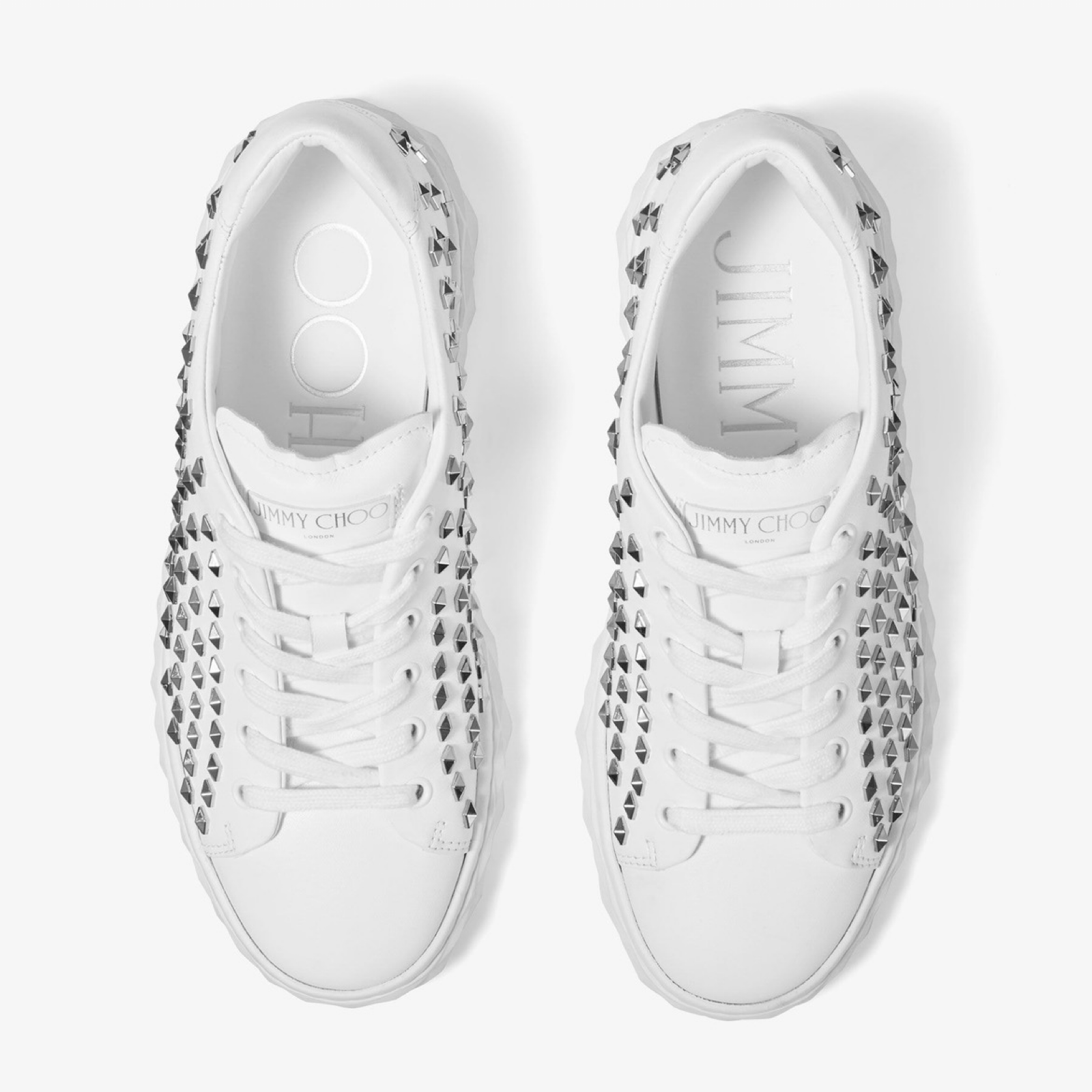 Jimmy Choo Diamond Light/F White Nappa Sneakers DIAMONDLIGHTFAWWVWHITESILVER Top View