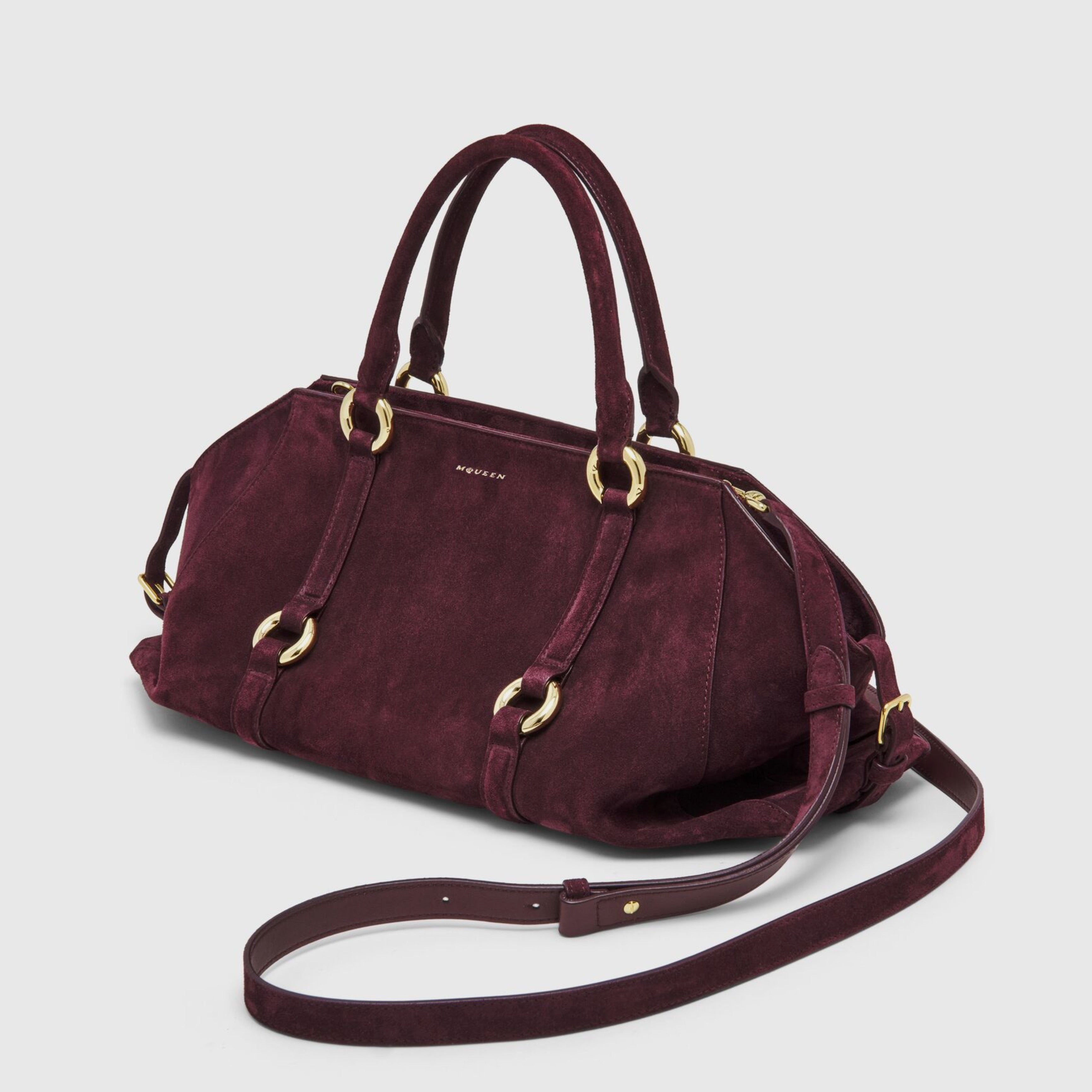 Дамска чанта Women’s bag Alexander McQueen FARRINGDON 8456441MAA56050 Oxblood angled view