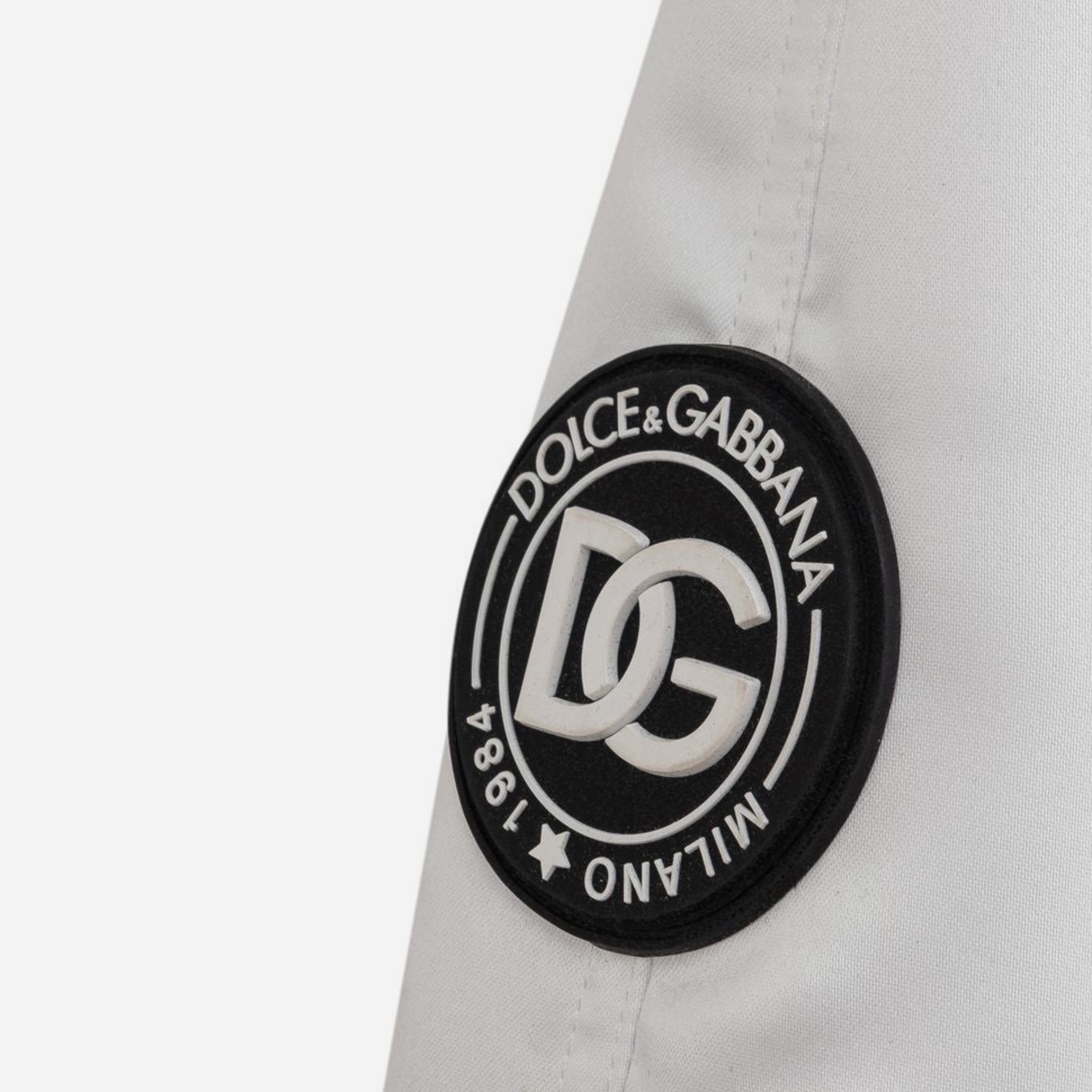 Мъжко луксозно бомбър яке в бяло DOLCE & GABBANA Men’s Luxury White Bomber Satin Jacket