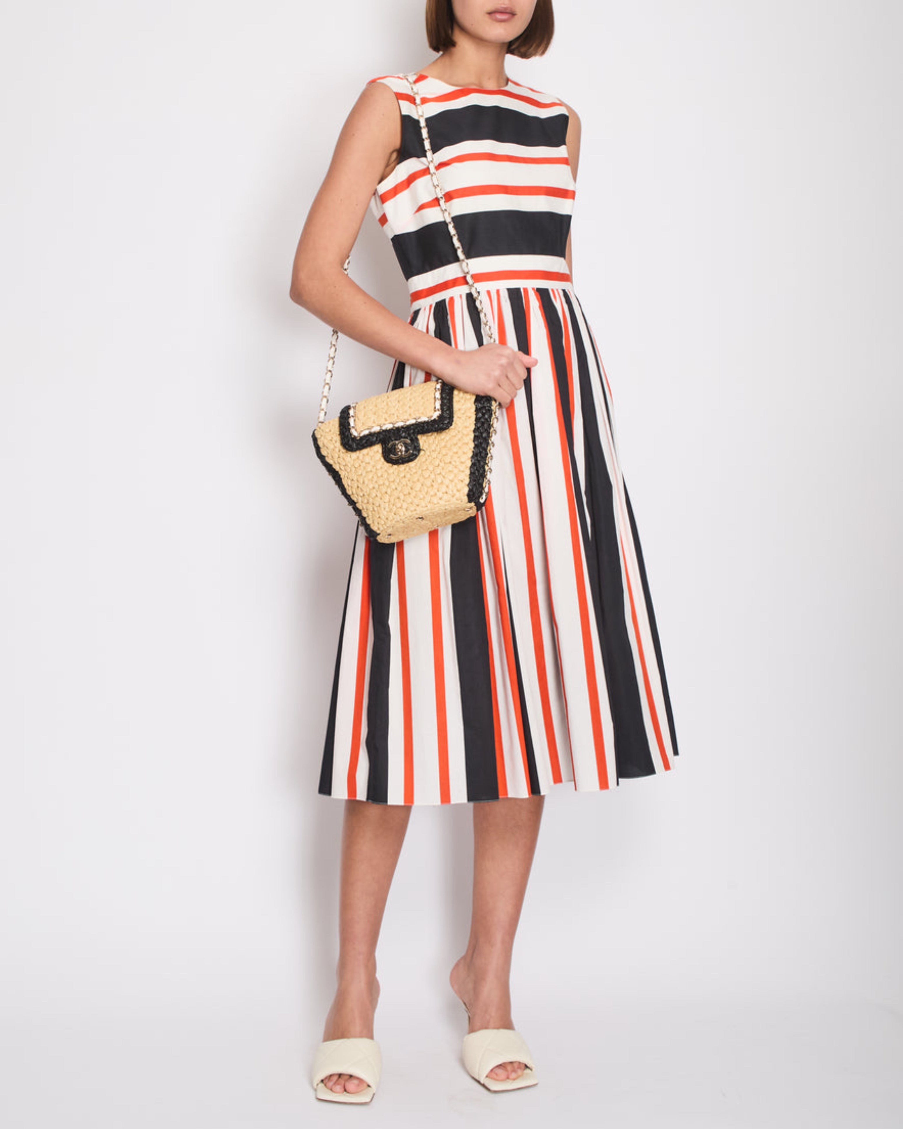Дамска луксозна рокля DOLCE & GABBANA A-line Pleated Midi Fashion Dress
