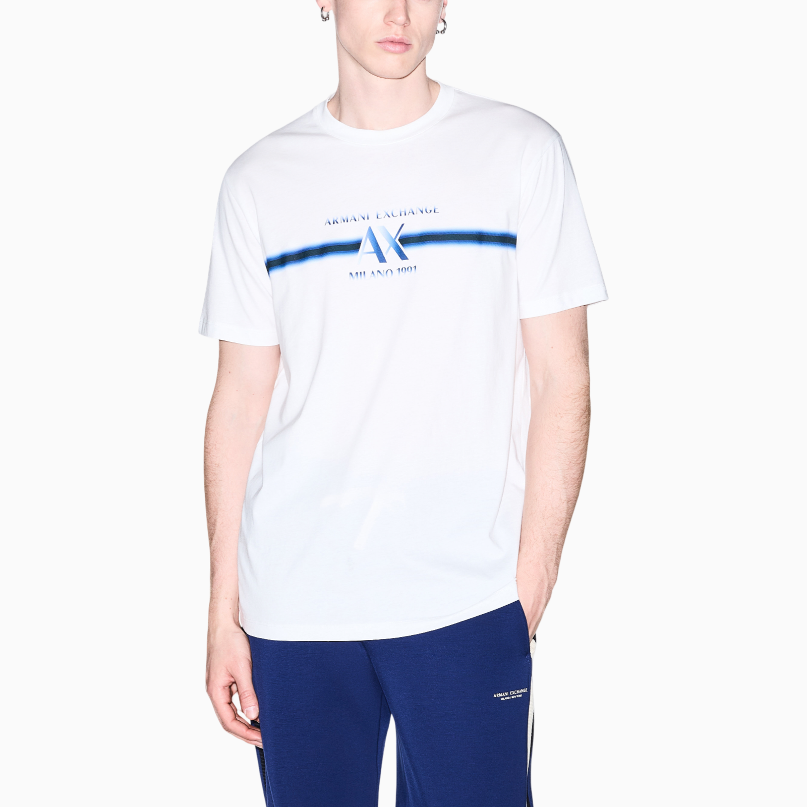 Мъжка бяла тениска Armani Exchange Men T-shirt XM003103 AF10356 U0009 Front View