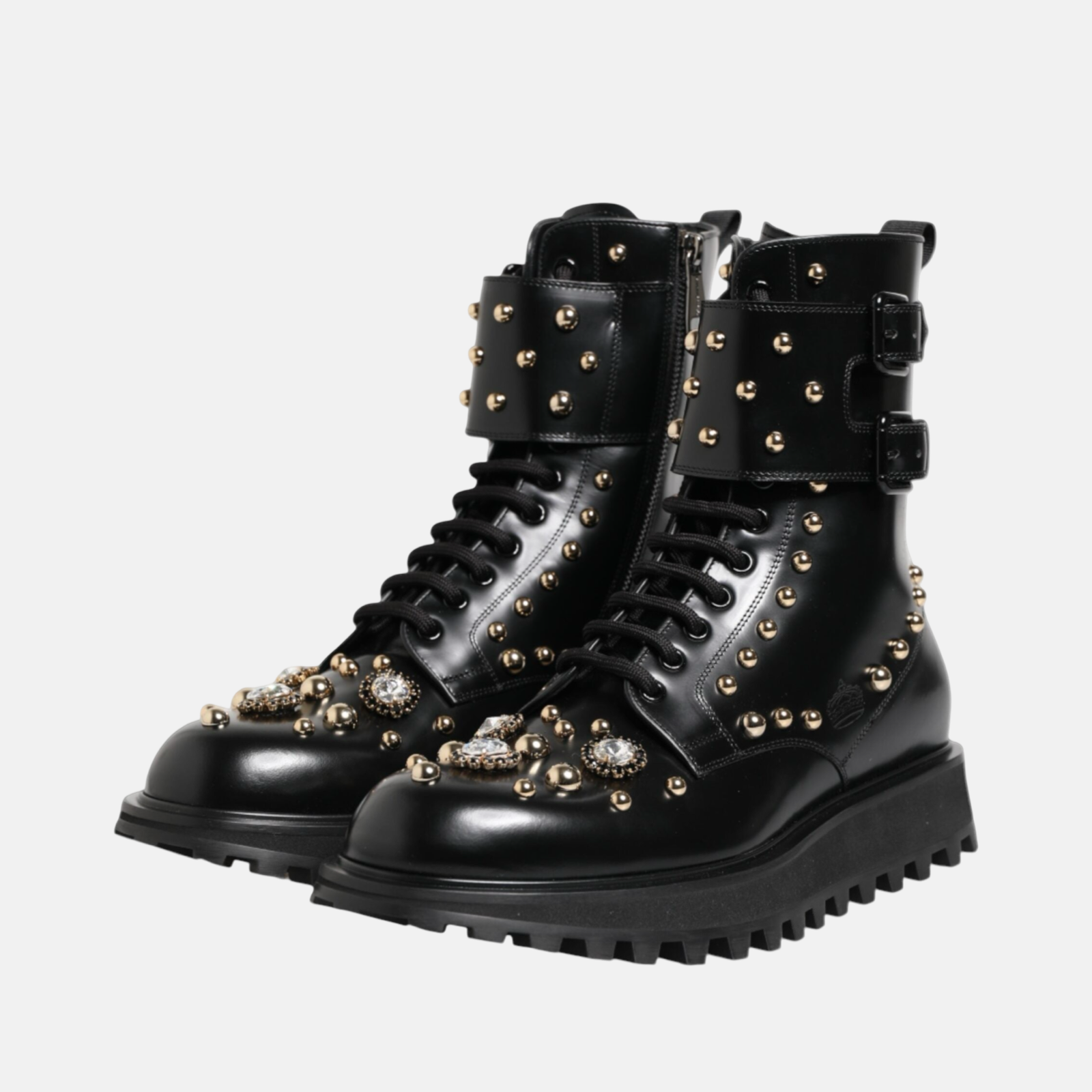 Dolce & Gabbana Studded Mid Calf Men Boots Medial Vjew