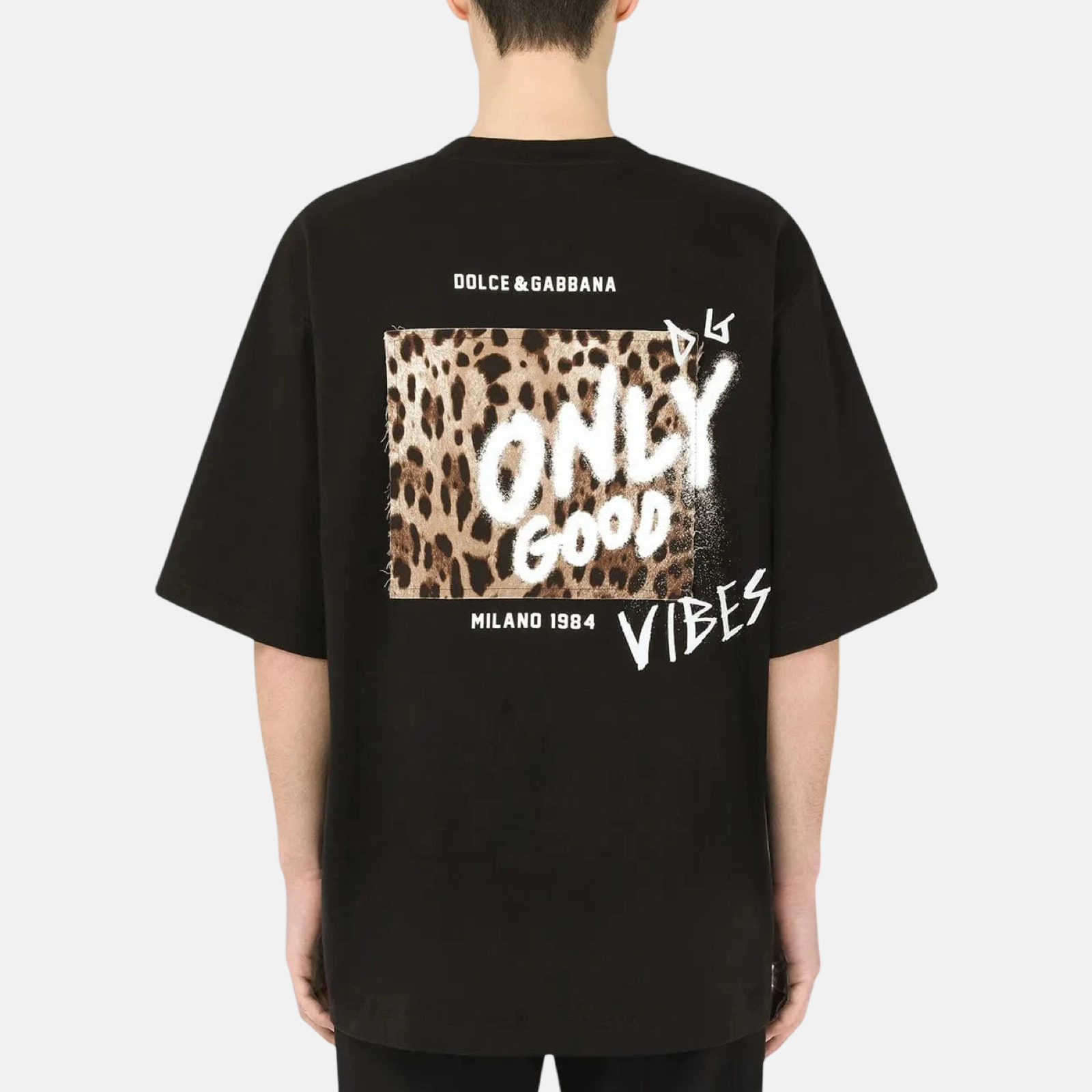 Мъжка черна тениска Dolce & Gabbana Good Vibes Men T-shirt G8MY9Z HU7F0