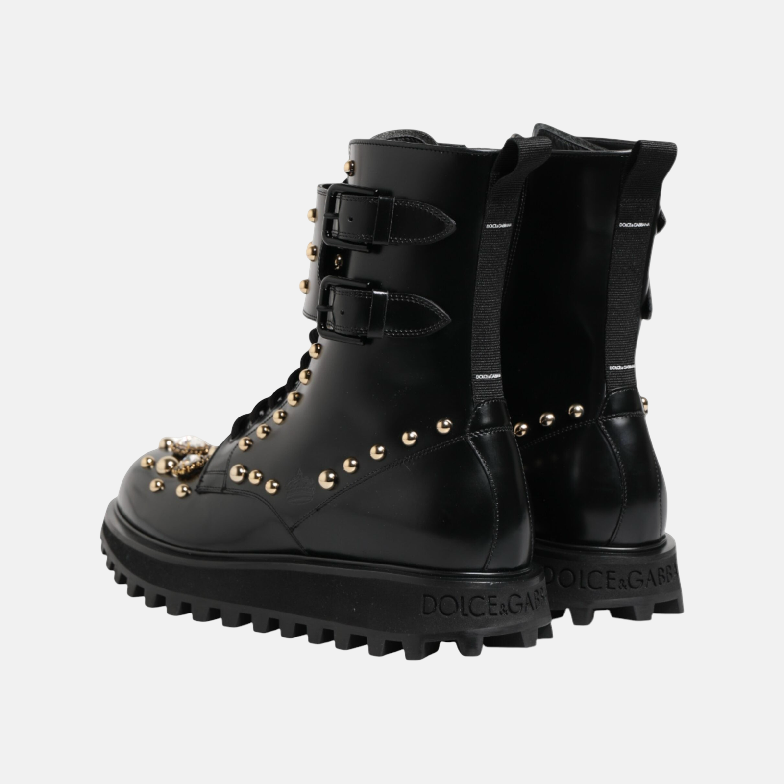Dolce & Gabbana Studded Mid Calf Men Boots Heel View