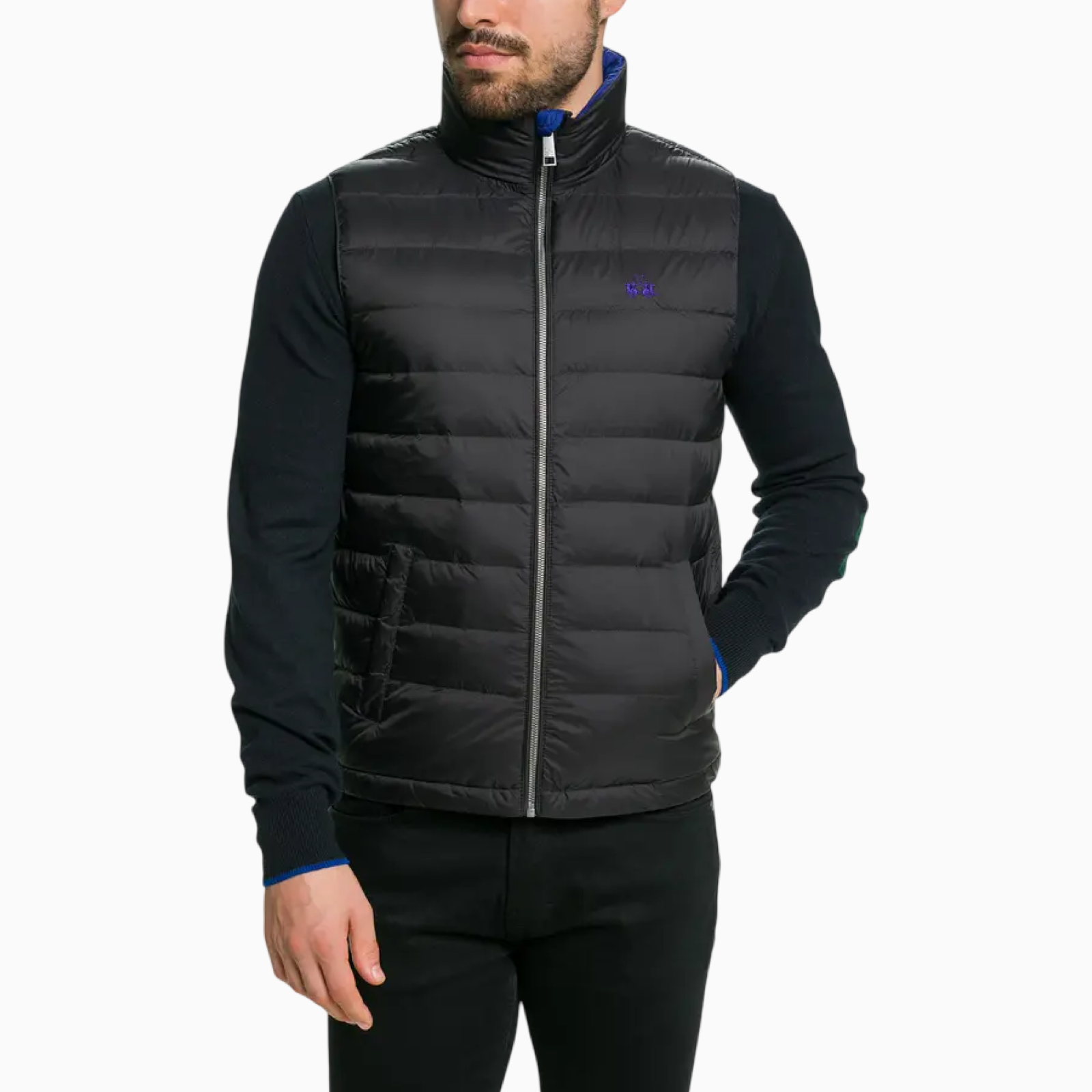 Мъжки черен елек La Martina Men Gilet XMO015PA012 Front View